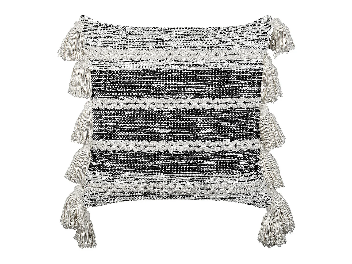 Dekokissen mit Füllung Quasten Baumwolle schwarz / weiß 45 x 45 cm Modern Rochea