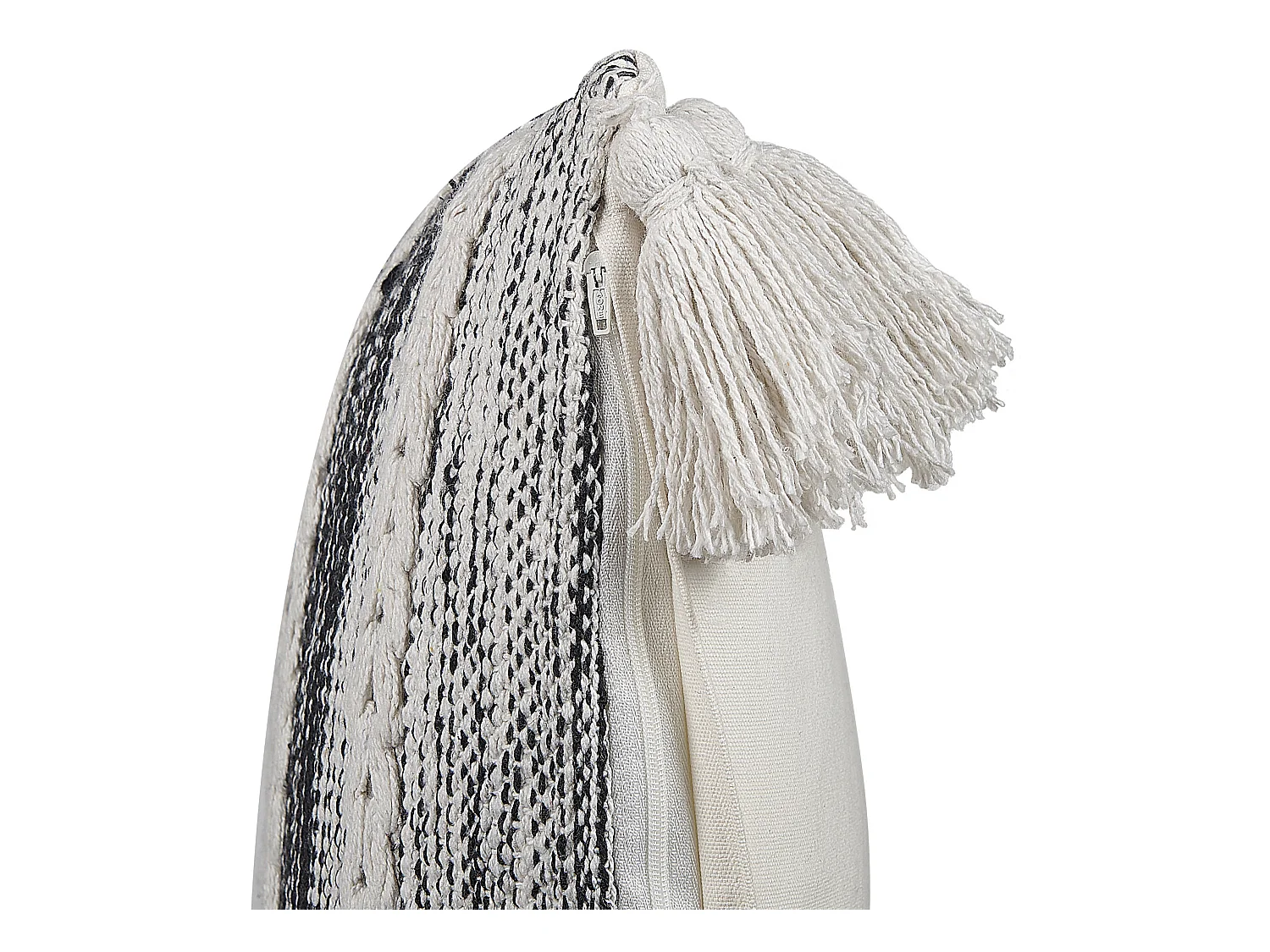 Dekokissen mit Füllung Quasten Baumwolle schwarz / weiß 45 x 45 cm Modern Rochea