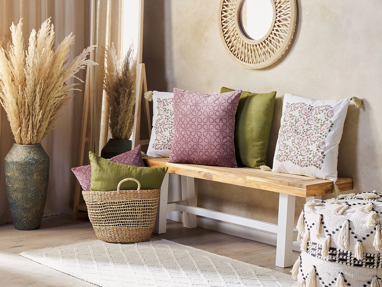 Coussin CARISSA Coton 45 x 45 cm Multicolore Motif floral