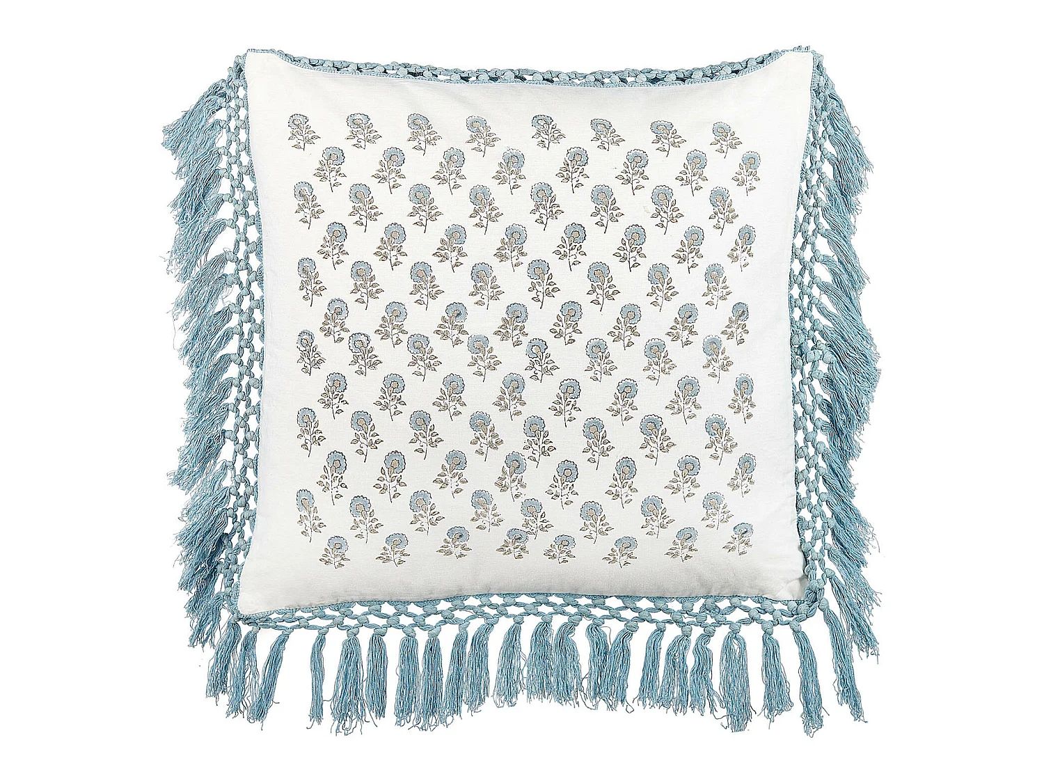 Sierkussen PALLIDA Katoen 45 x 45 cm Blauw Bloempatroon