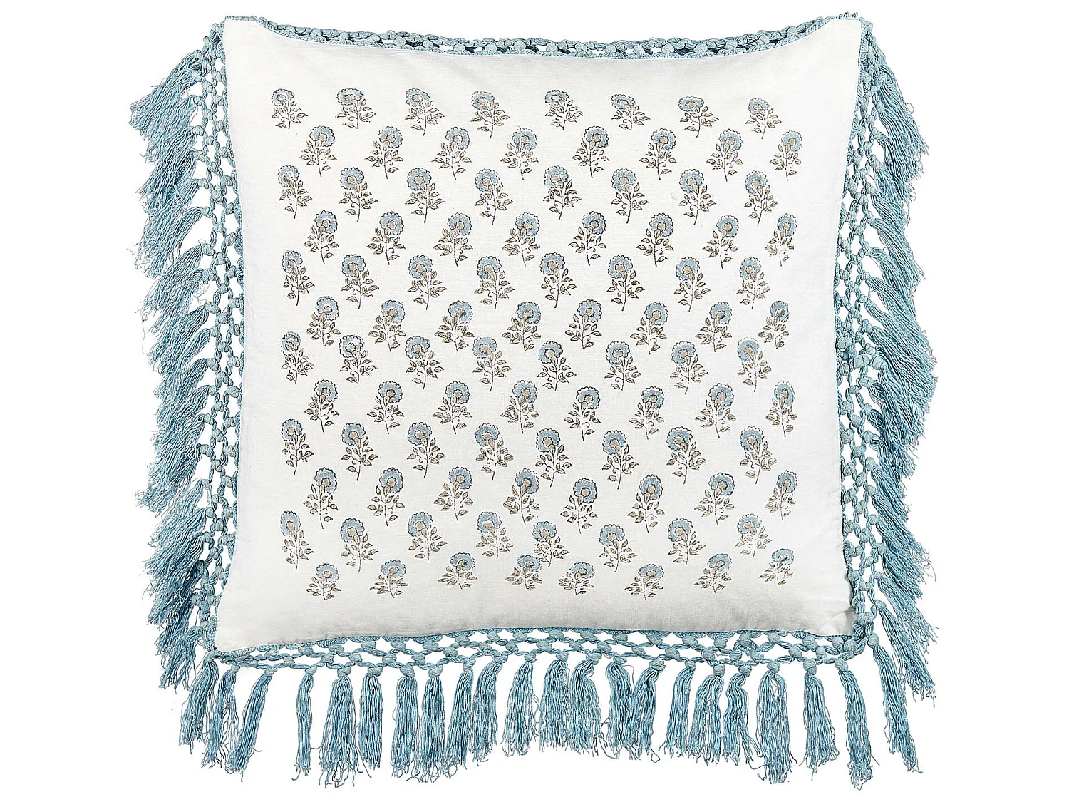 Cuscino decorativo PALLIDA Cotone 45 x 45 cm Blu Trama floreale