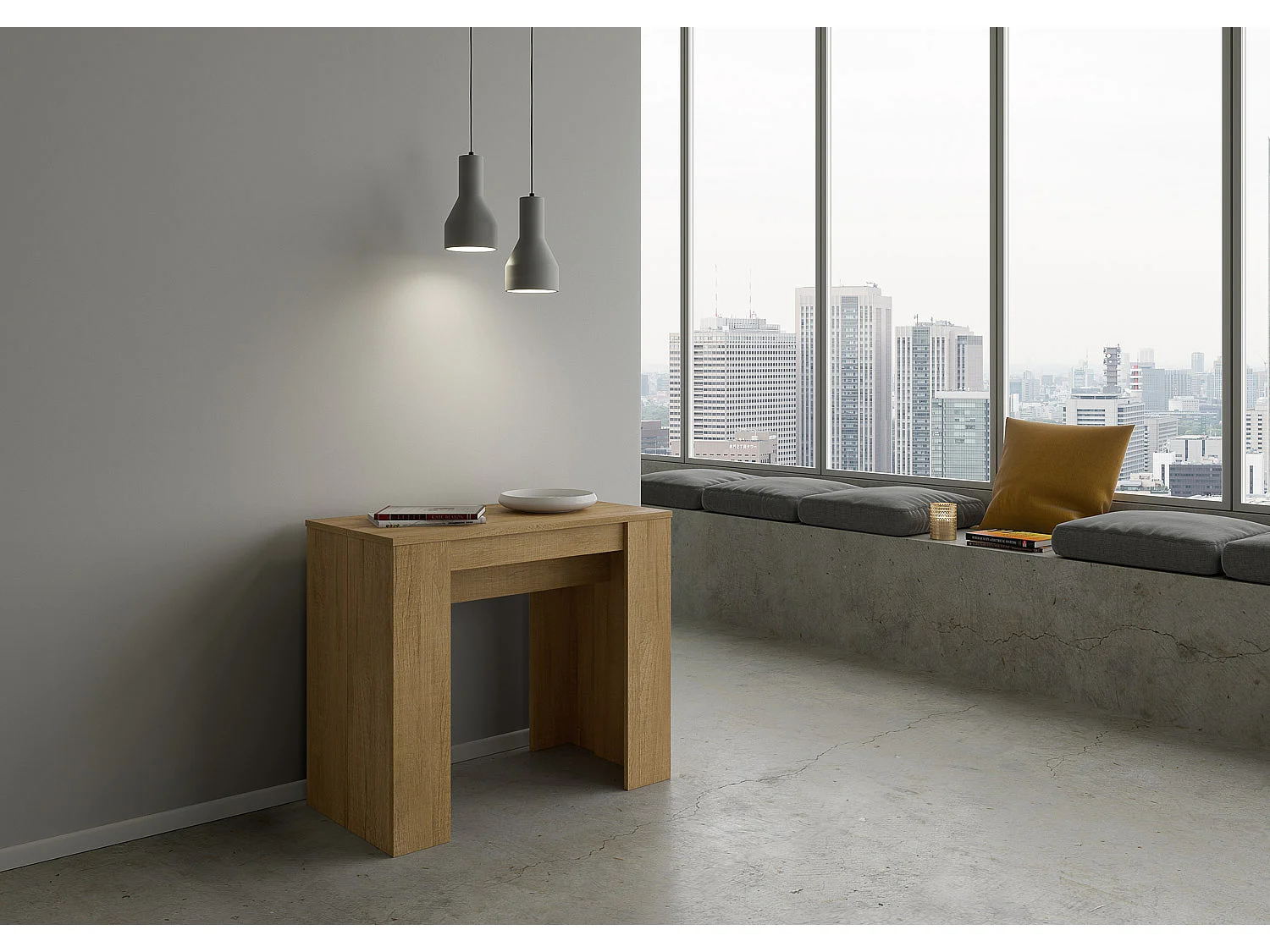 Consola extensible 90x48/204 cm Basic Small Roble Nature