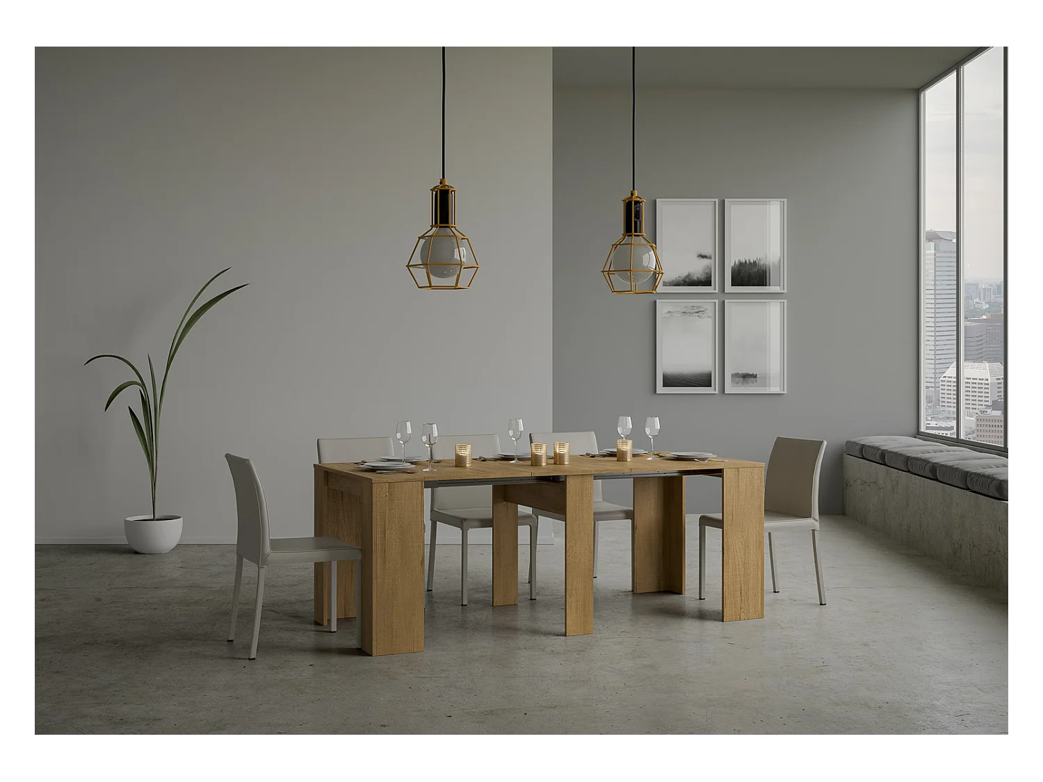 Consolle allungabile 90x48/308 cm Basic Quercia Natura