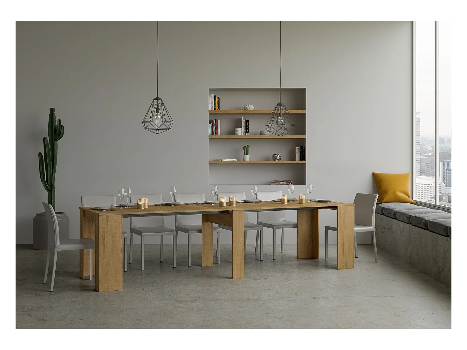 Consolle allungabile 90x48/308 cm Basic Quercia Natura