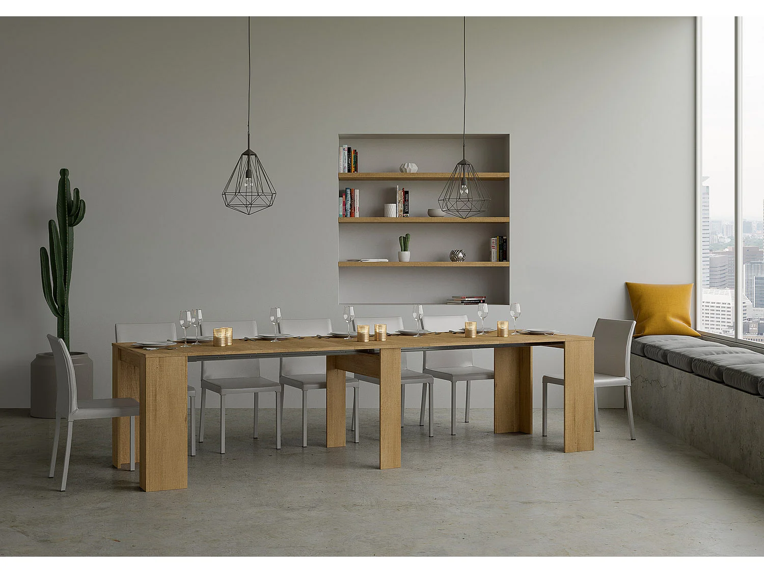 Console extensible 90x48/308 cm Basic chêne nature