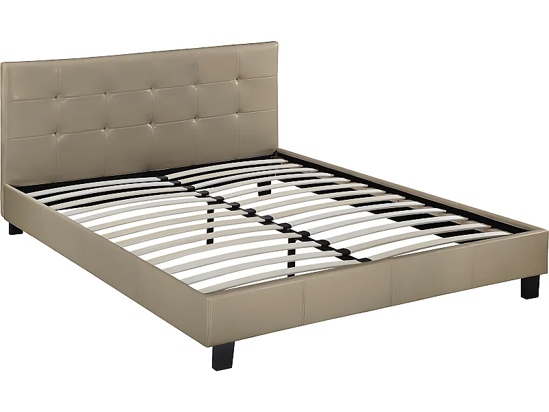 Lit double en pvc "Julia" - 160 x 200 - Taupe