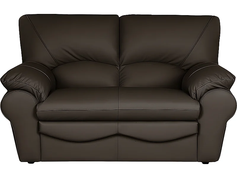 Canapé 2 places en 100% tout cuir italien vachette OSATIS, couleur chocolat