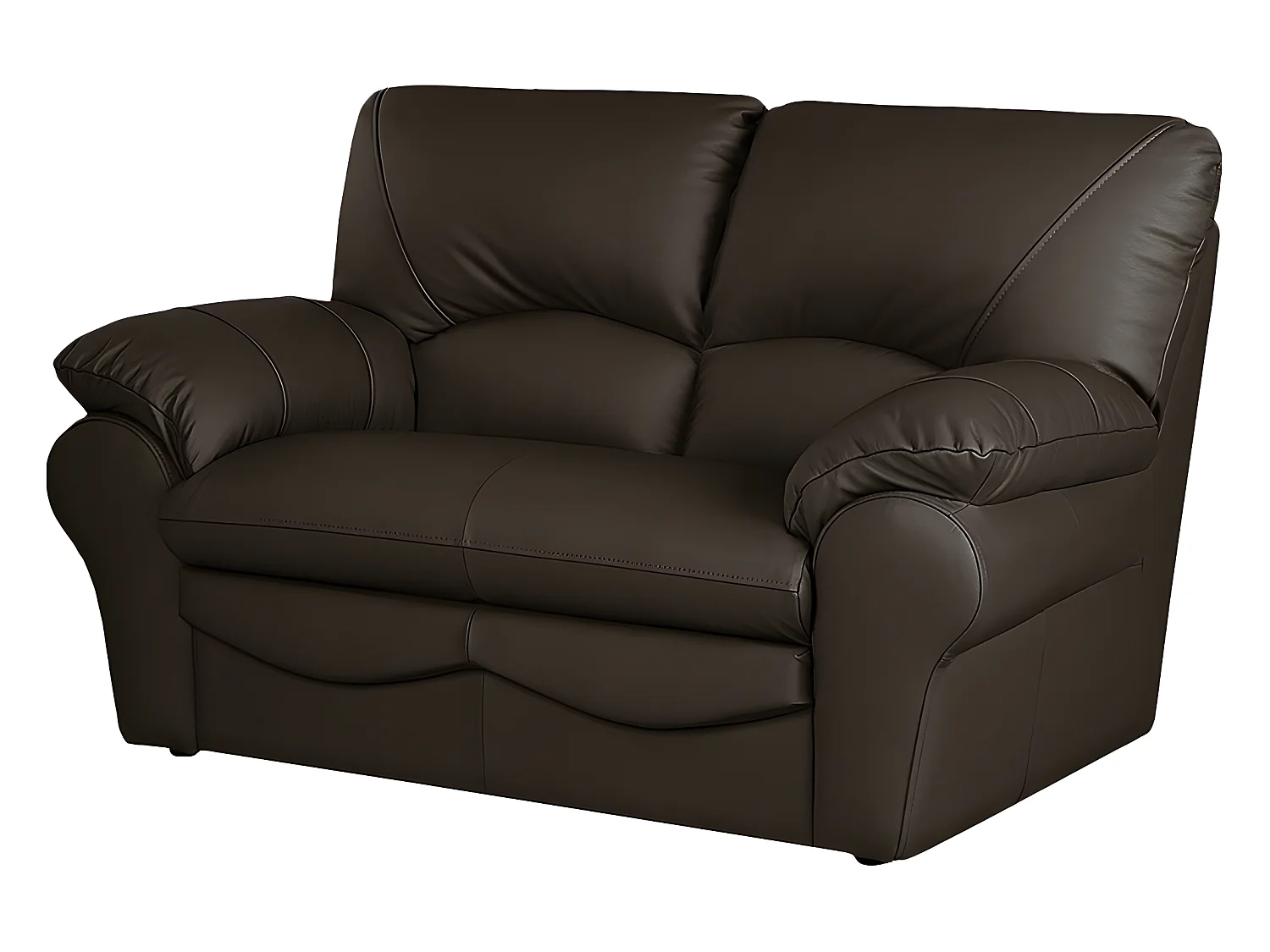 Canapé 2 places en 100% tout cuir italien vachette OSATIS, couleur chocolat