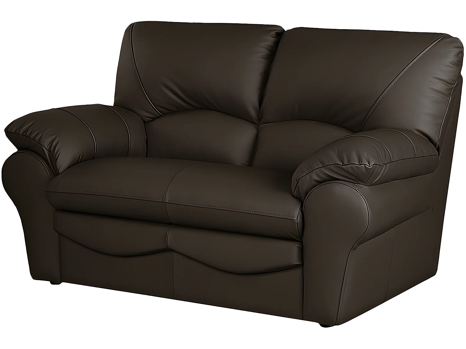 Canapé 2 places en 100% tout cuir italien vachette OSATIS, couleur chocolat