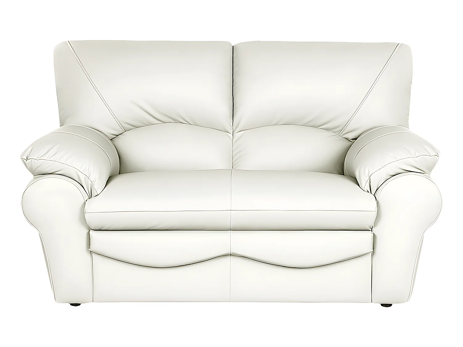 Canapé 2 places en 100% tout cuir italien vachette OSATIS, couleur ivoire