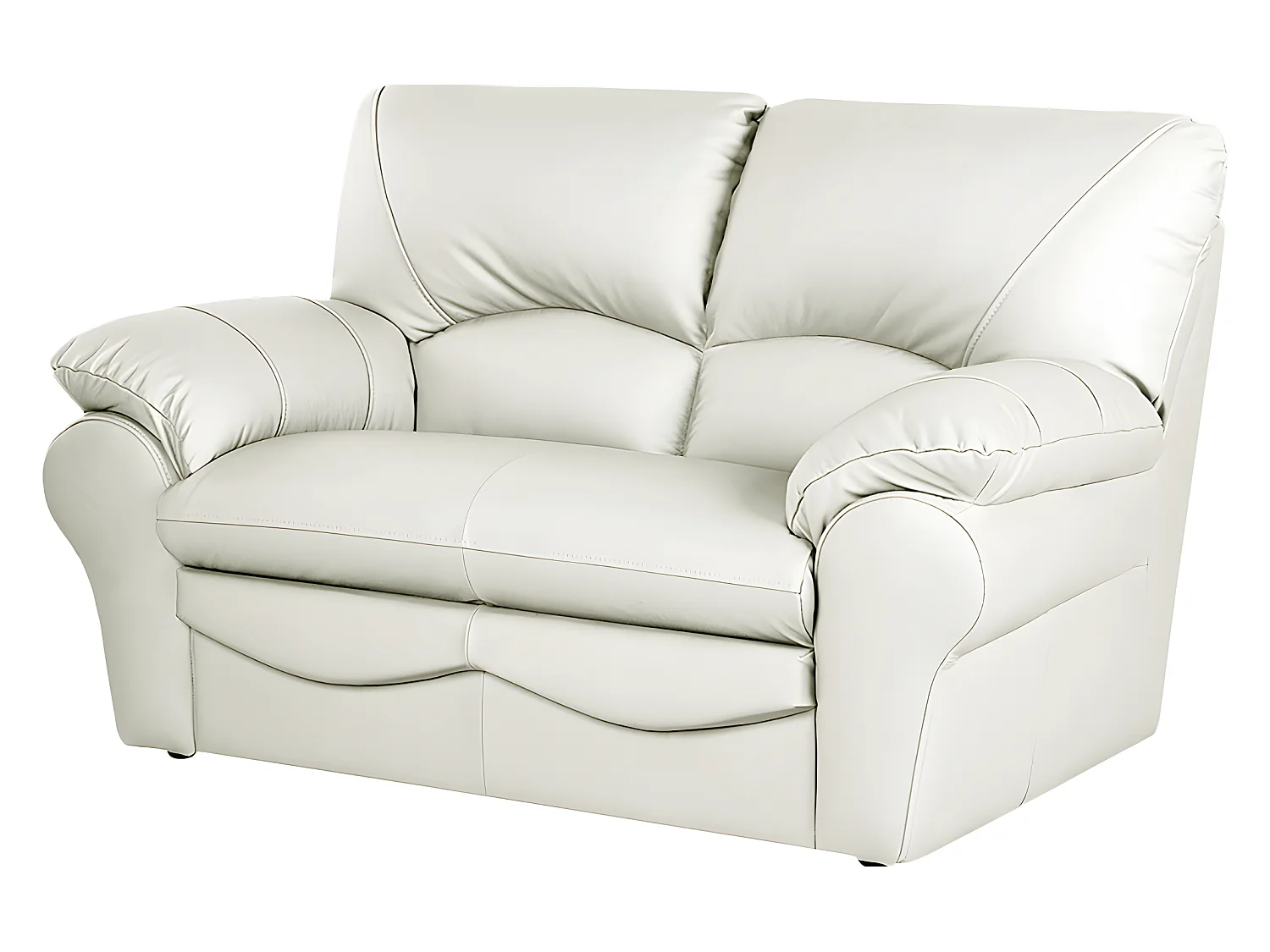 Canapé 2 places en 100% tout cuir italien vachette OSATIS, couleur ivoire