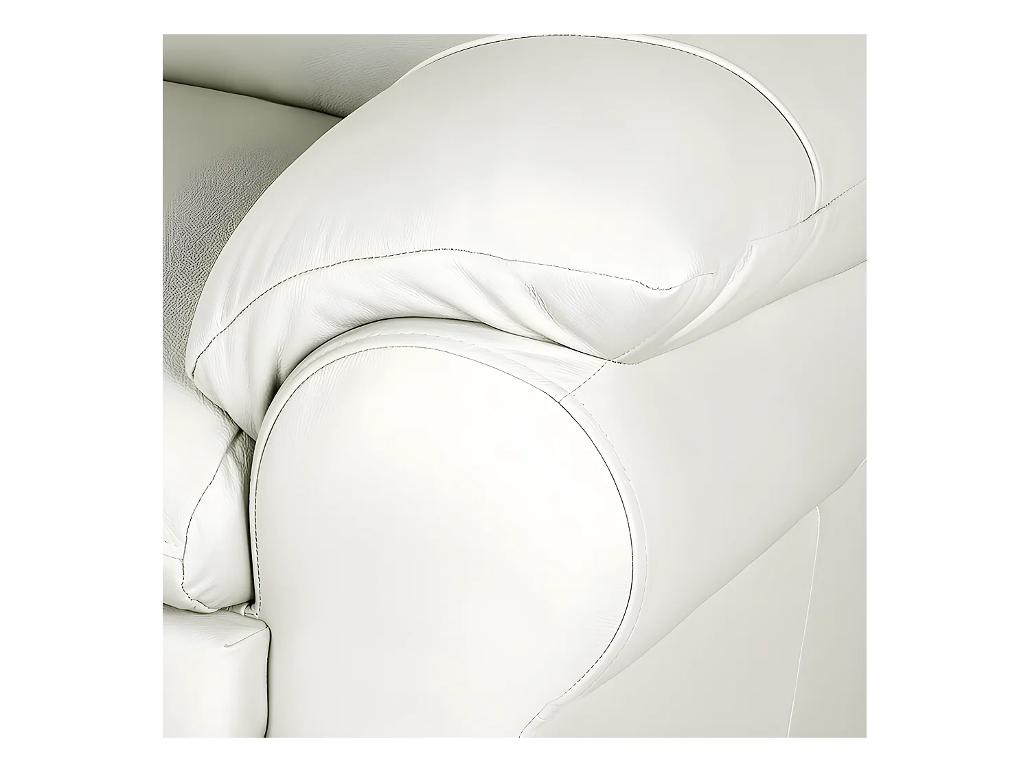 Canapé 2 places en 100% tout cuir italien vachette OSATIS, couleur ivoire