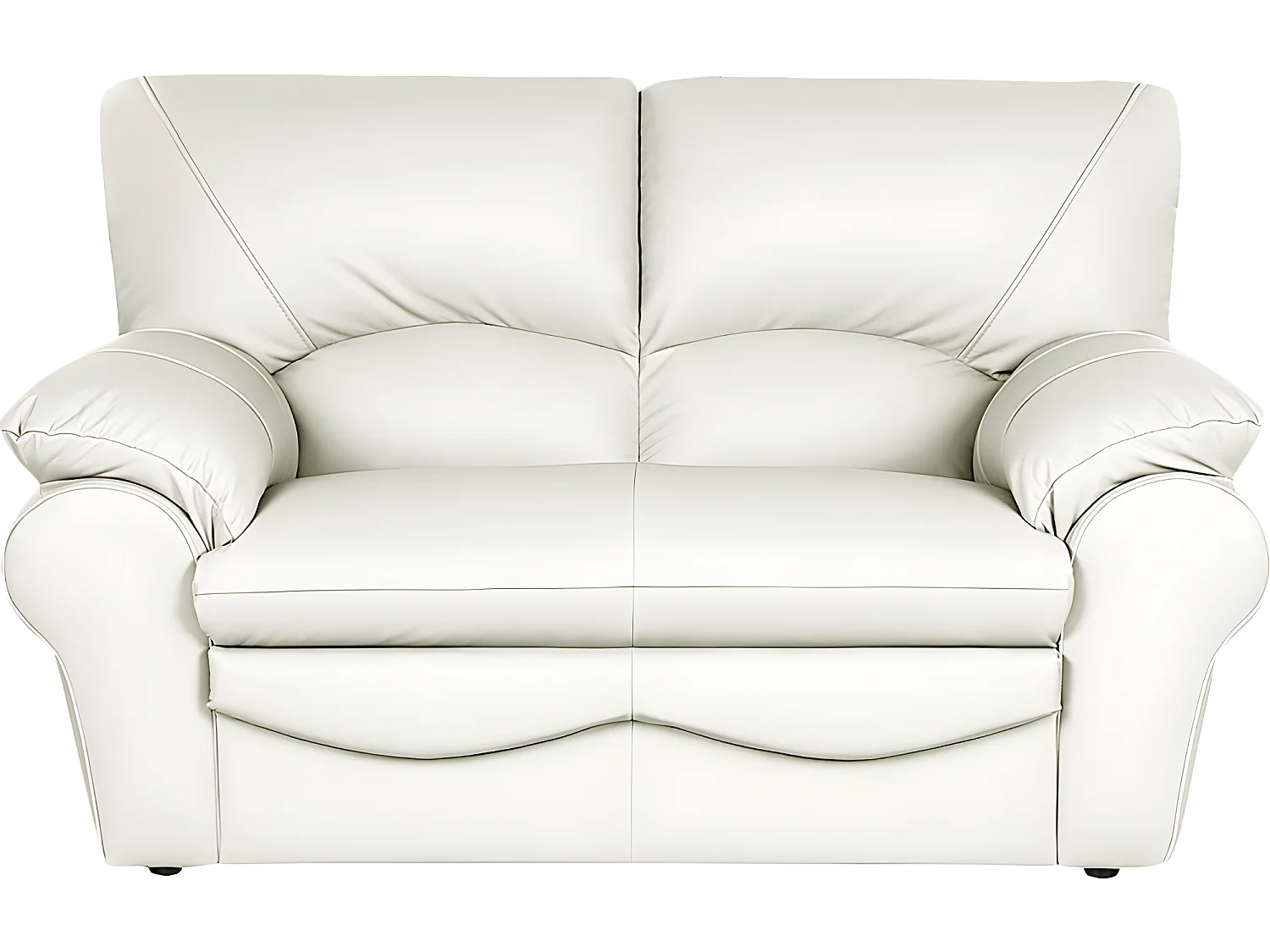 Canapé 2 places en 100% tout cuir italien vachette OSATIS, couleur ivoire