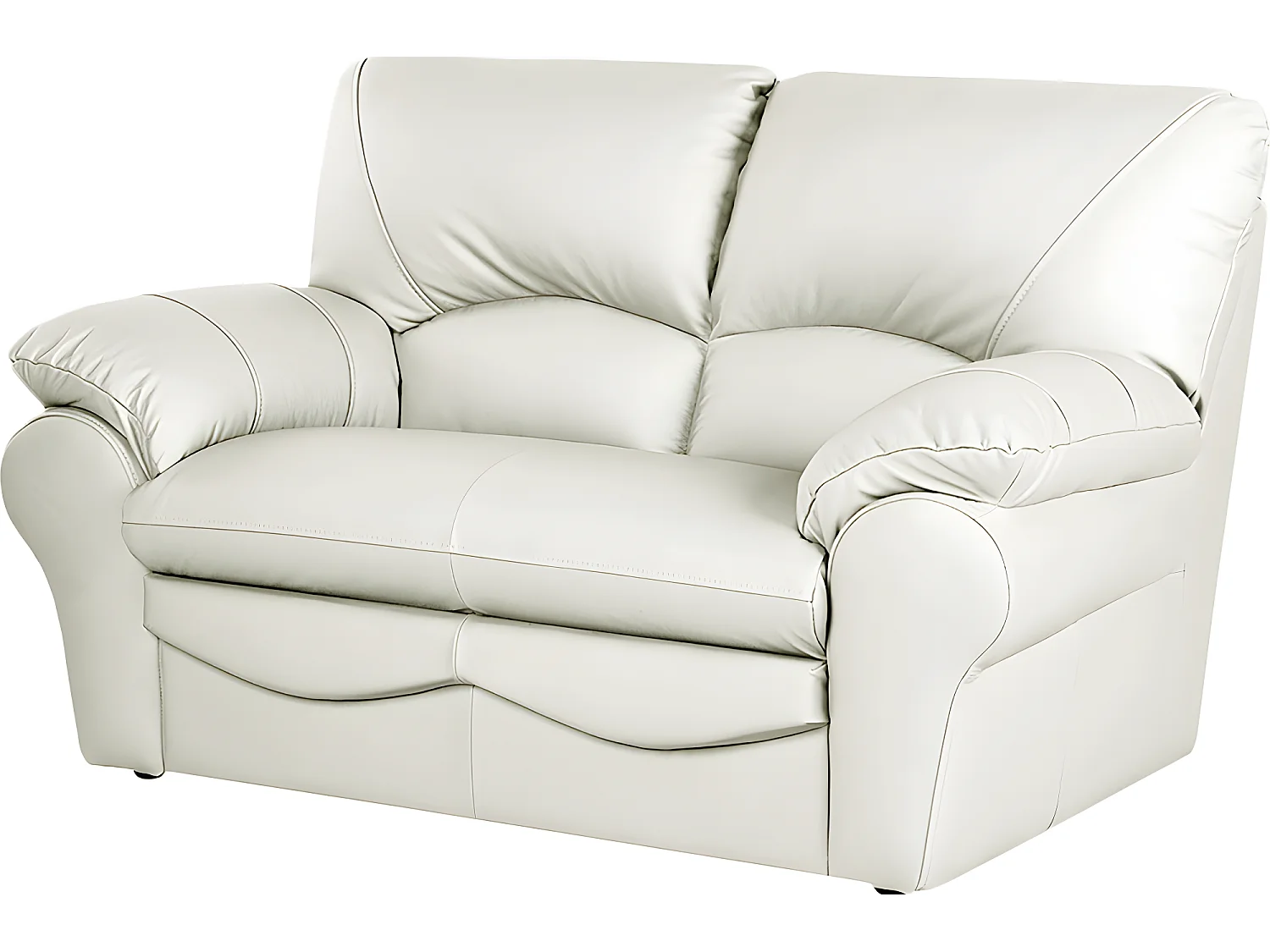 Canapé 2 places en 100% tout cuir italien vachette OSATIS, couleur ivoire