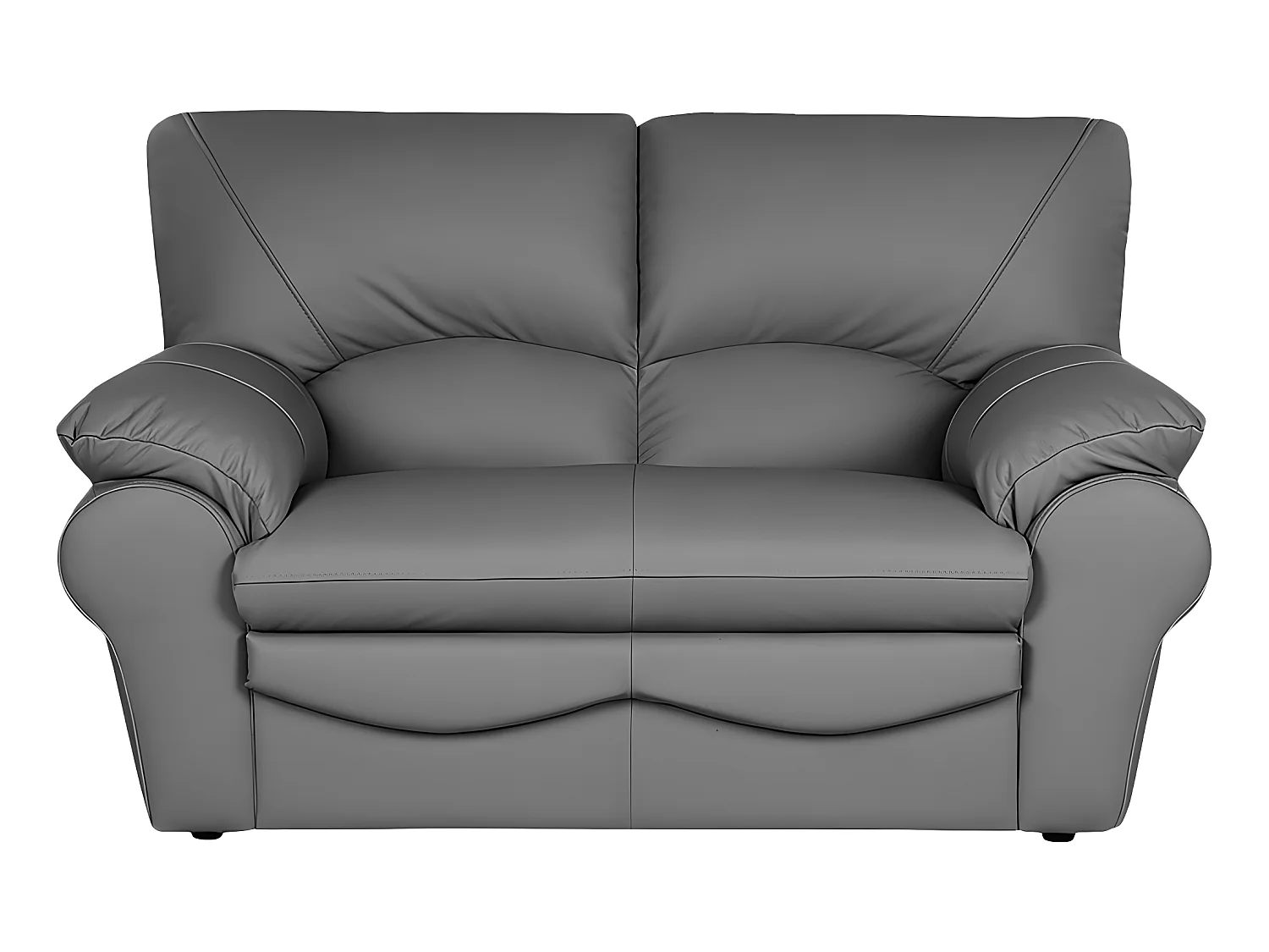 Canapé 2 places en 100% tout cuir italien vachette OSATIS, couleur gris foncé