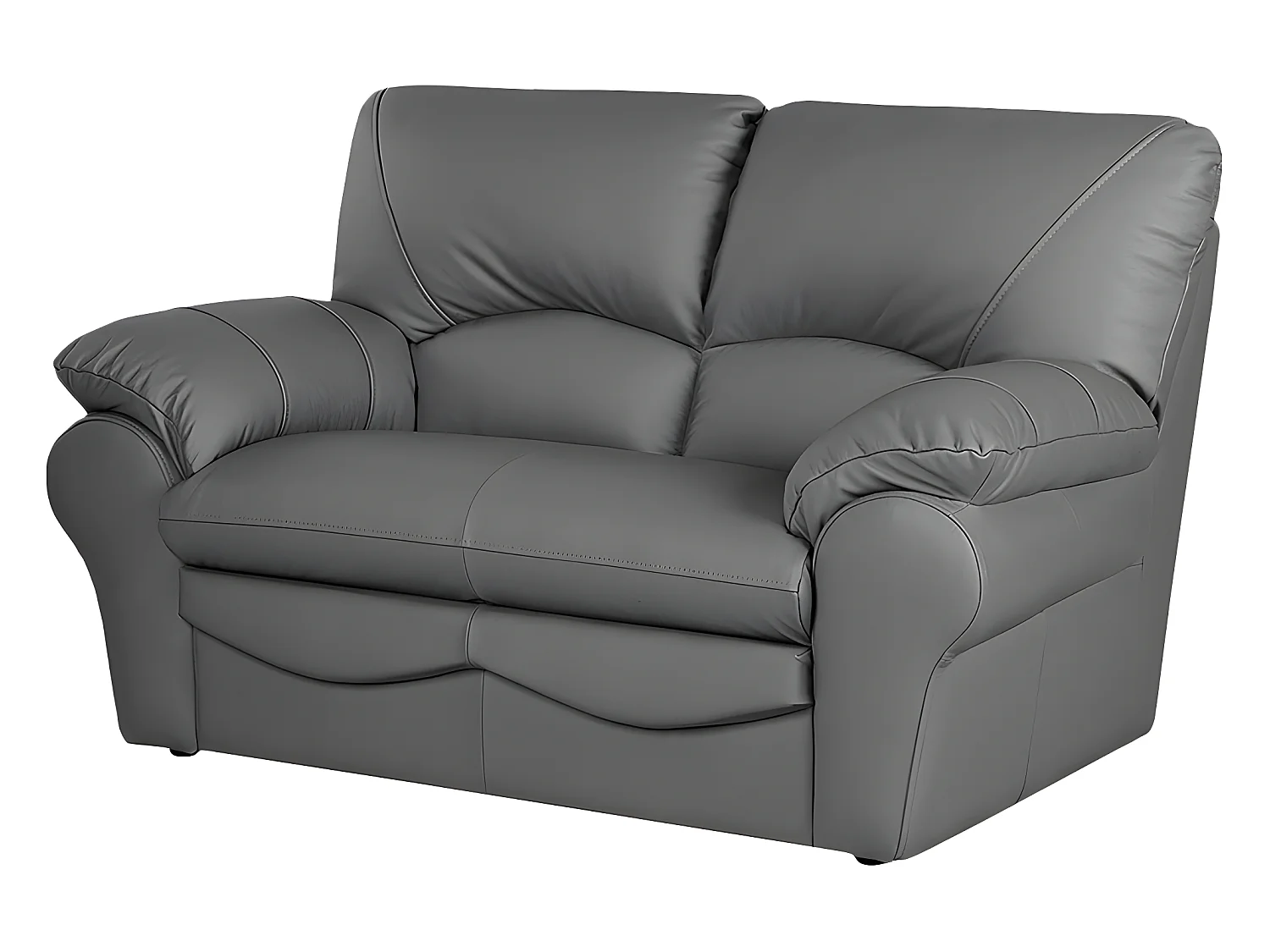 Canapé 2 places en 100% tout cuir italien vachette OSATIS, couleur gris foncé