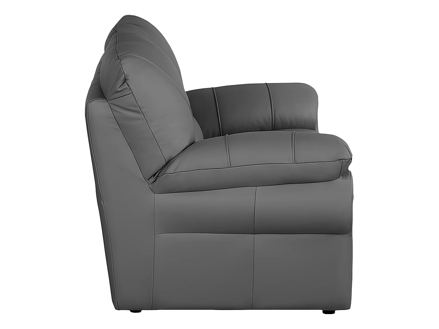 Canapé 2 places en 100% tout cuir italien vachette OSATIS, couleur gris foncé