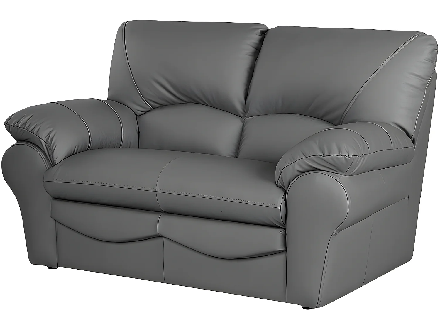 Canapé 2 places en 100% tout cuir italien vachette OSATIS, couleur gris foncé