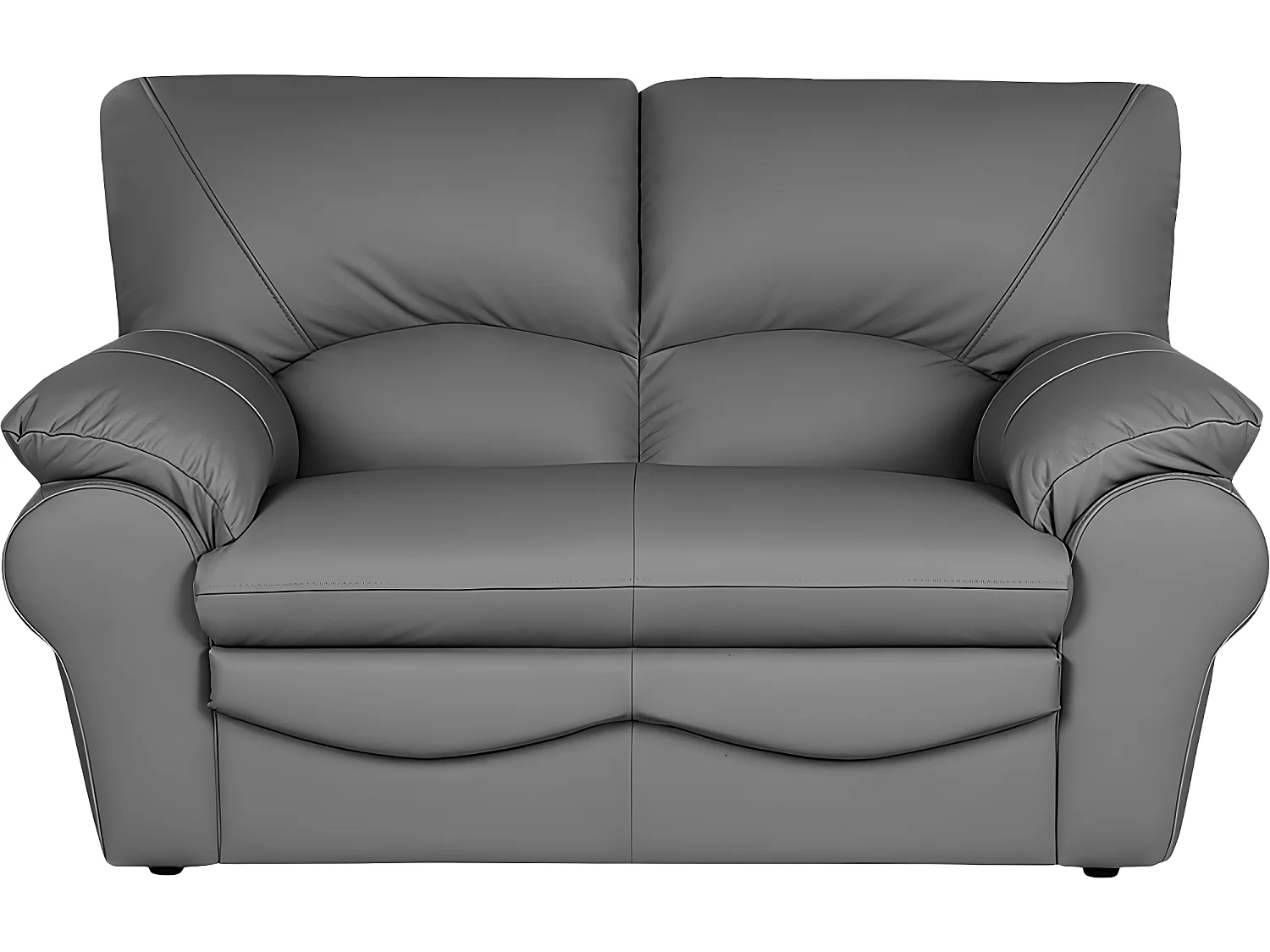 Canapé 2 places en 100% tout cuir italien vachette OSATIS, couleur gris foncé