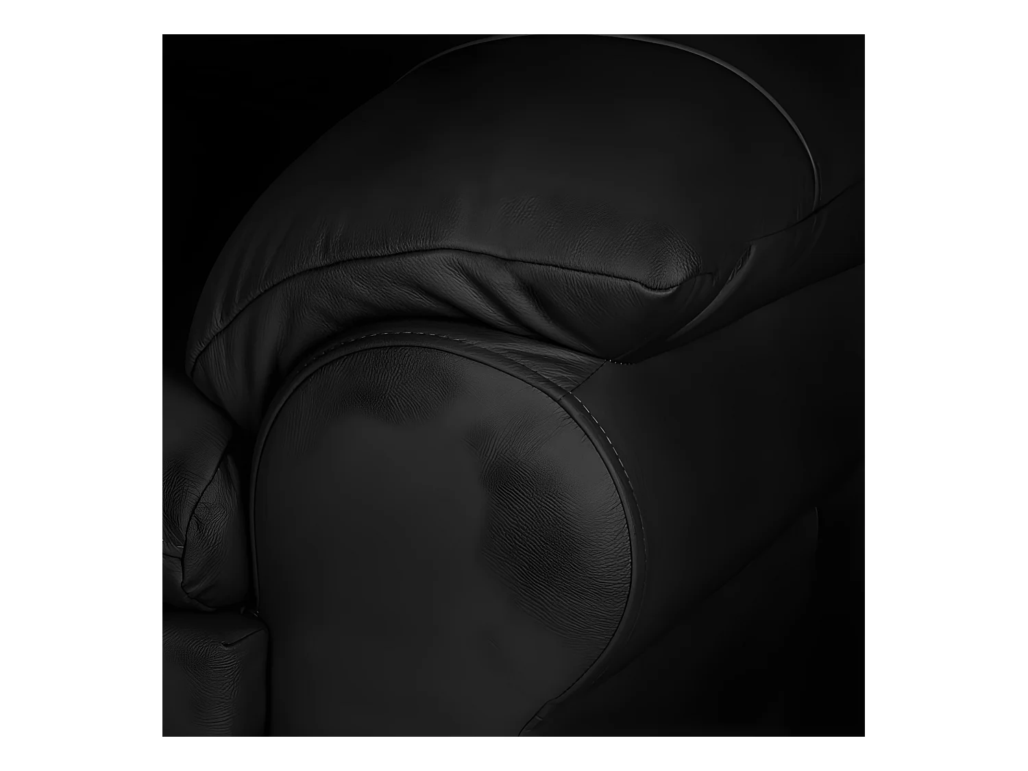 Canapé 2 places en 100% tout cuir italien vachette OSATIS, couleur noir