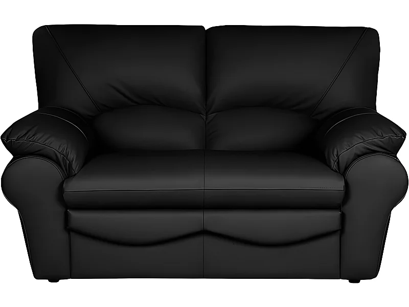 2-zitsbank van Italiaans kalfsleer in hoogwaardig zwart