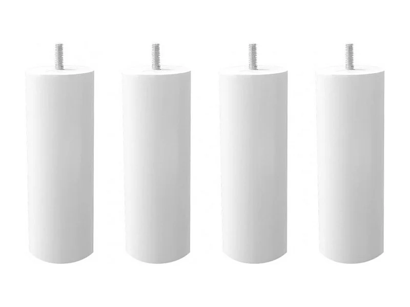 Lot de 4 pieds de meuble blanc 20x6 rond bois de hêtre - PIEDS DE LIT
