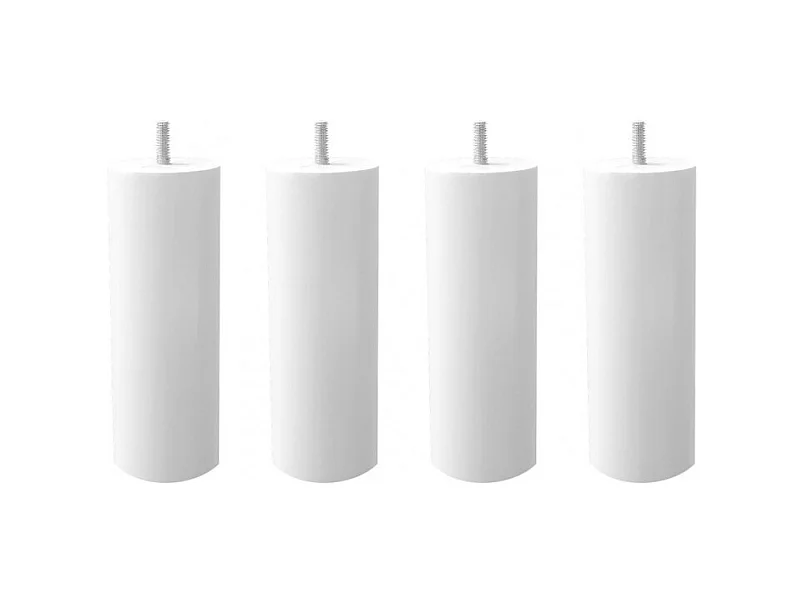 Lot de 4 pieds de meuble blanc 20x6 rond bois de hêtre - PIEDS DE LIT
