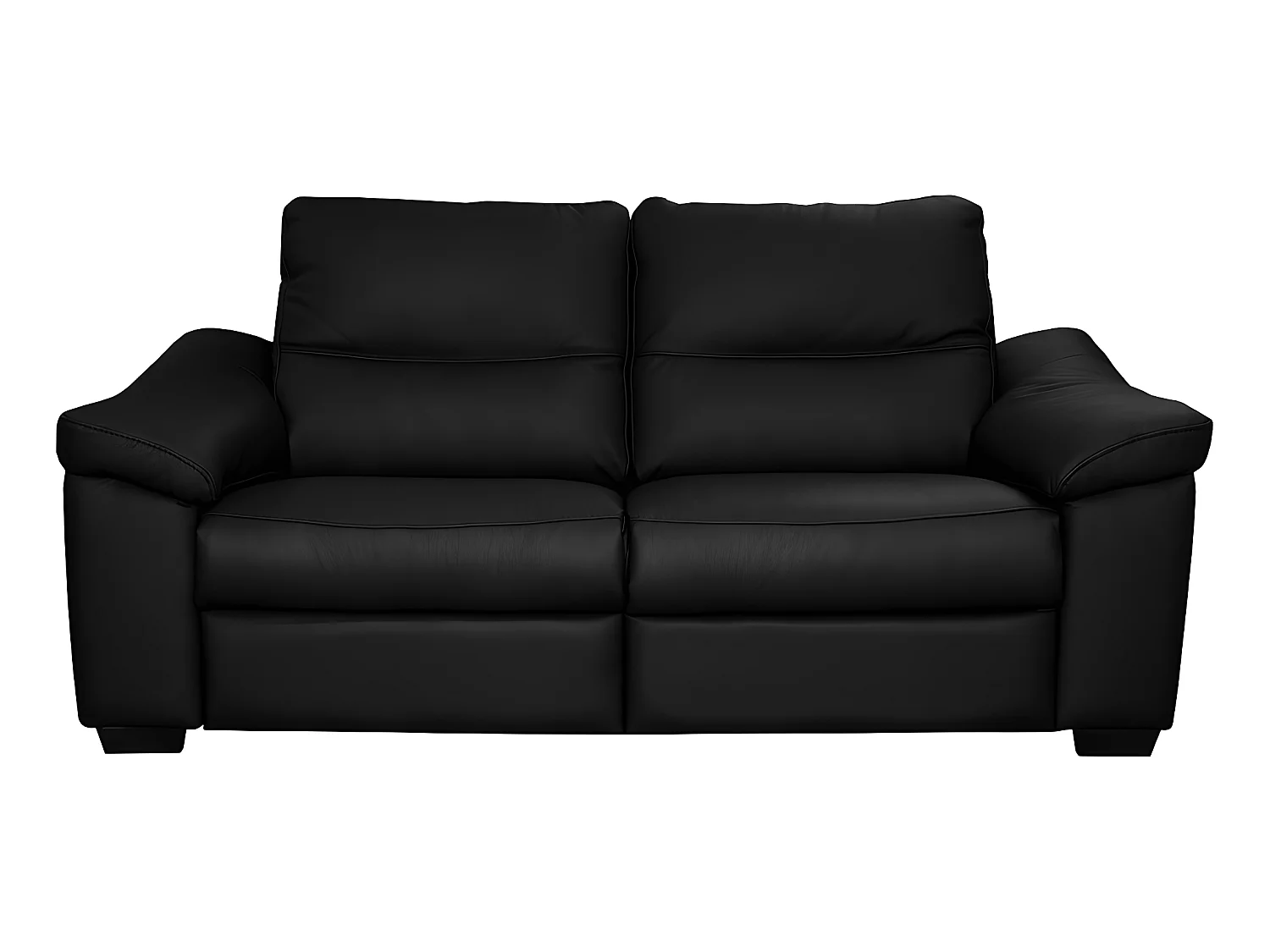 Canapé 2 places en 100% tout cuir épais italien vachette HAMBOURG, couleur noir