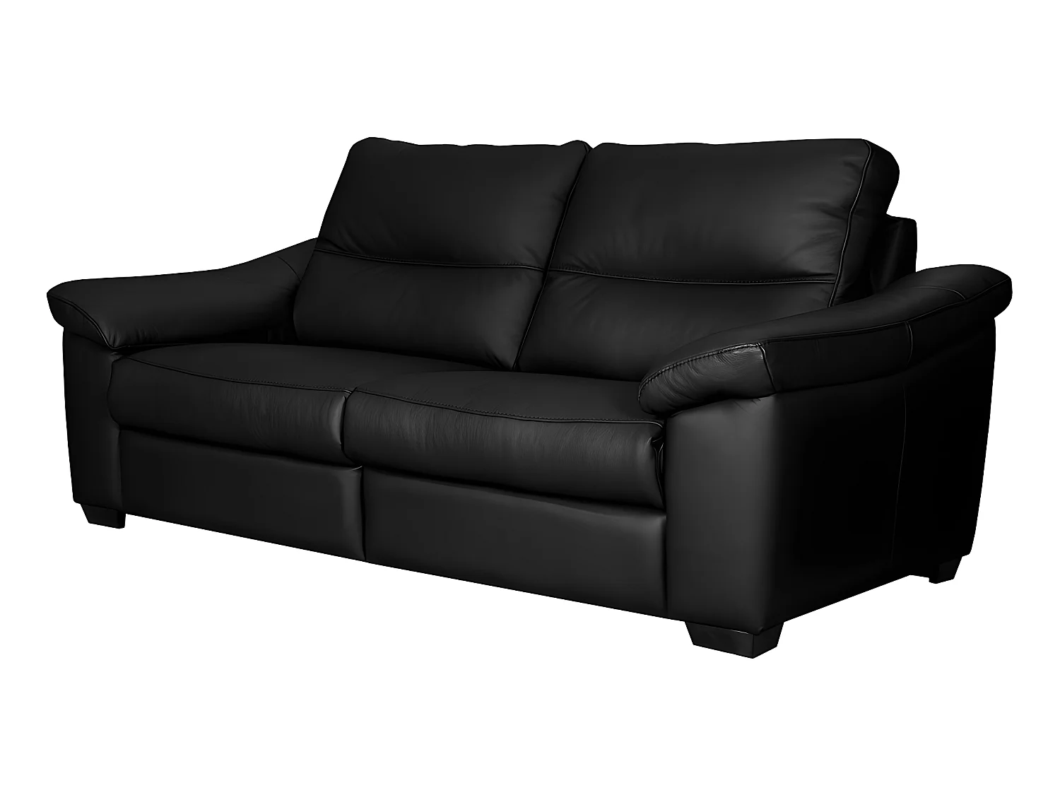 Canapé 2 places en 100% tout cuir épais italien vachette HAMBOURG, couleur noir