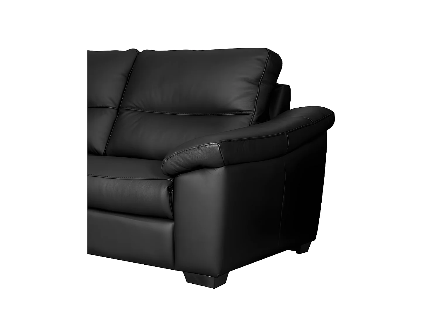 Canapé 2 places en 100% tout cuir épais italien vachette HAMBOURG, couleur noir