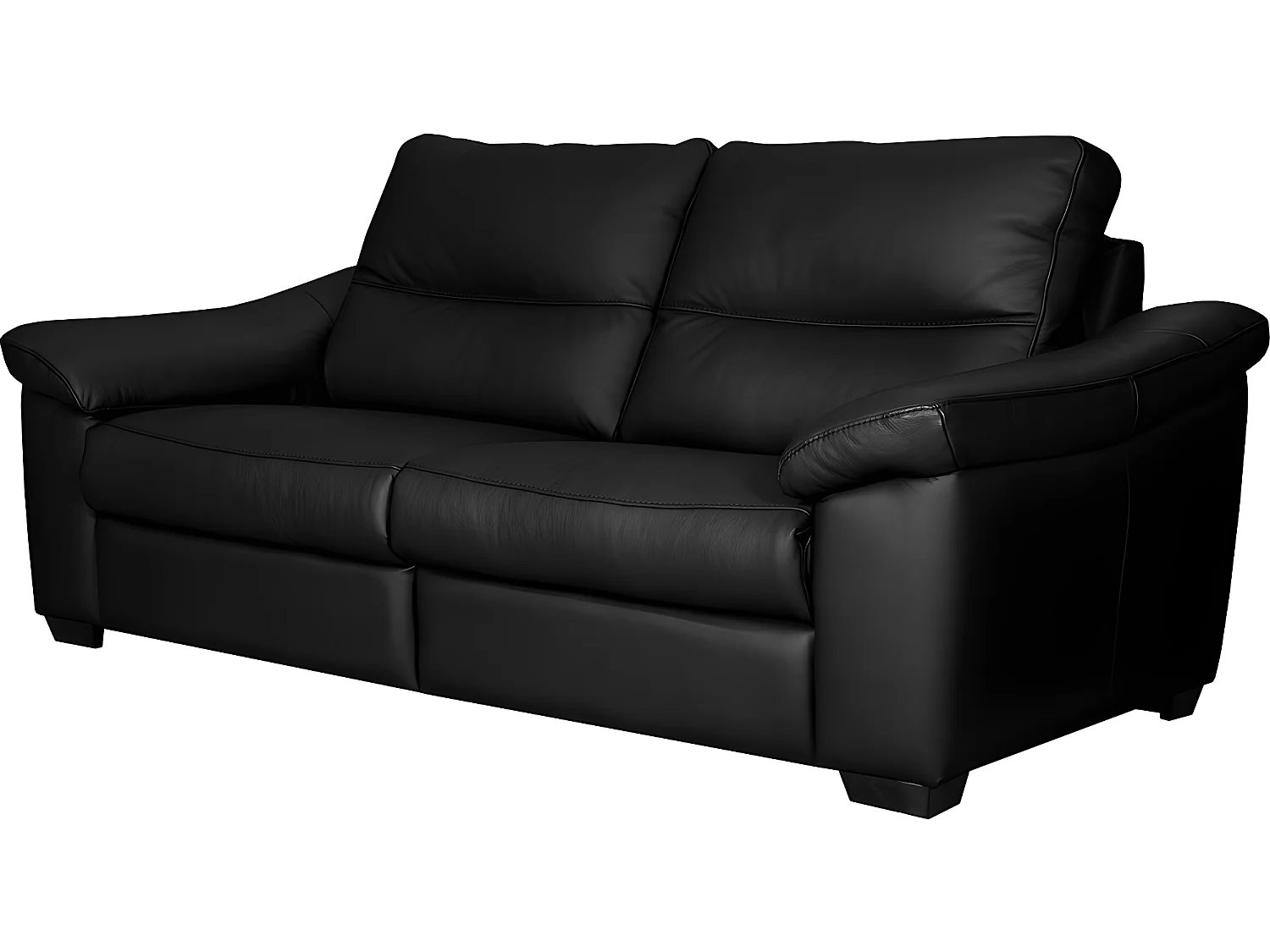 Canapé 2 places en 100% tout cuir épais italien vachette HAMBOURG, couleur noir