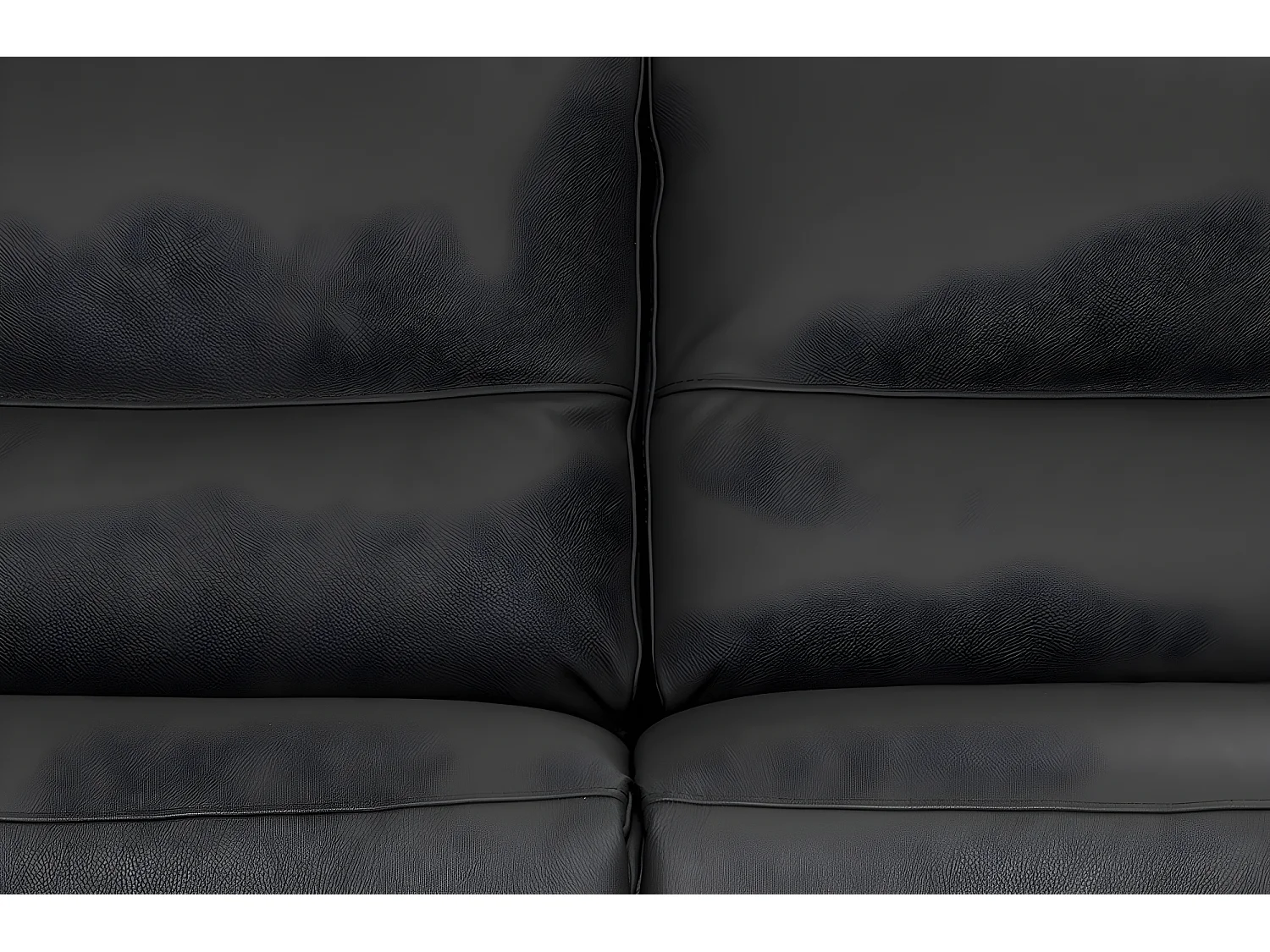 Canapé 2 places en 100% tout cuir épais italien vachette HAMBOURG, couleur noir