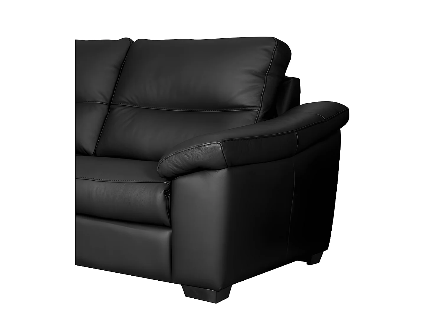 Canapé 2 places en 100% tout cuir épais italien vachette HAMBOURG, couleur noir