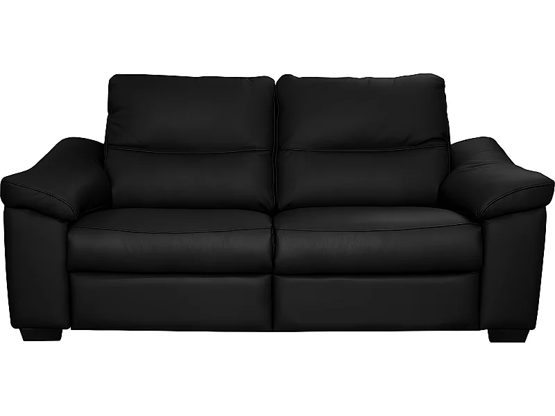 Canapé 2 places en 100% tout cuir épais italien vachette HAMBOURG, couleur noir