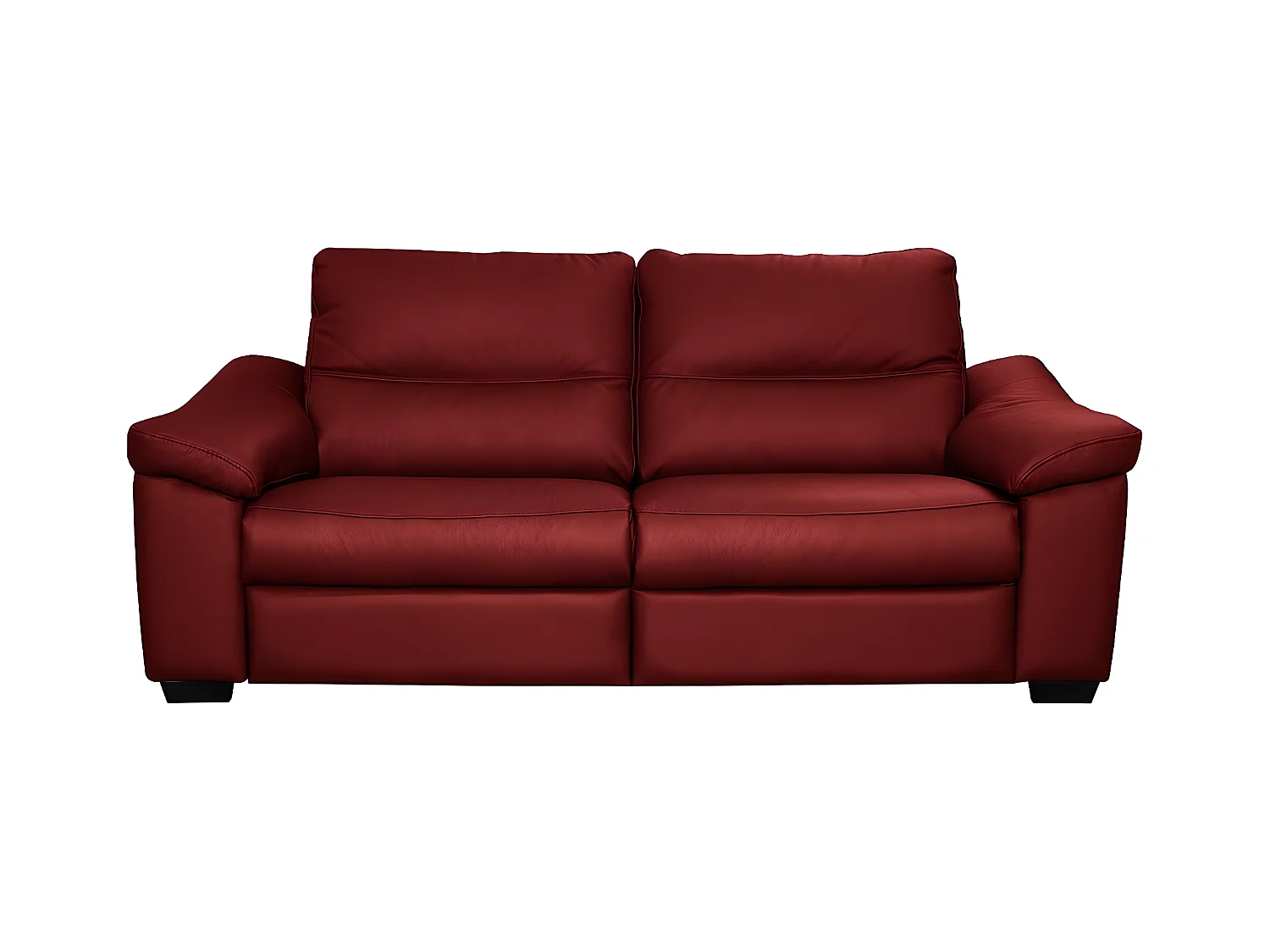 Canapé 3 places en 100% tout cuir épais italien vachette HAMBOURG, couleur rouge foncé