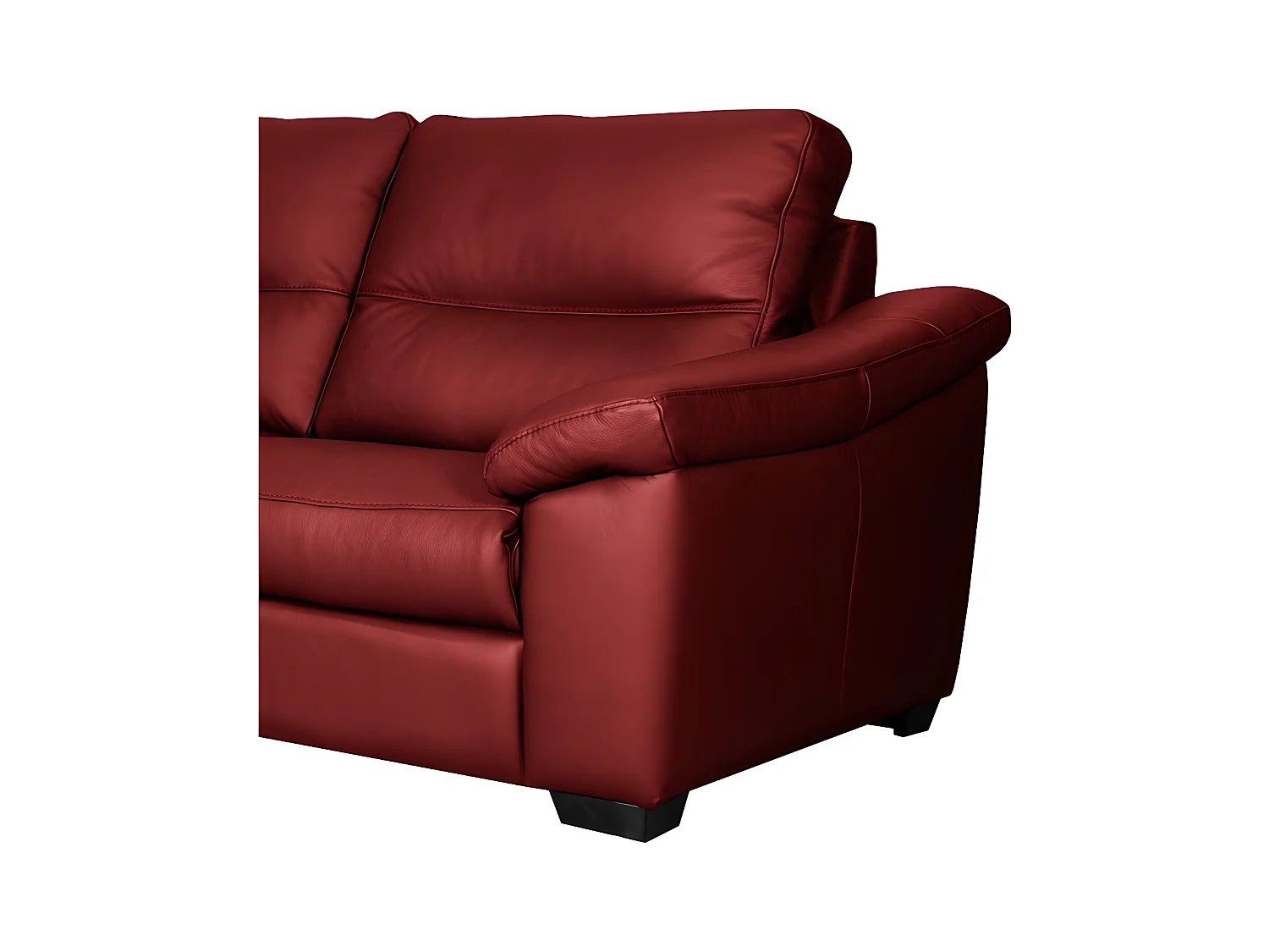 Canapé 3 places en 100% tout cuir épais italien vachette HAMBOURG, couleur rouge foncé