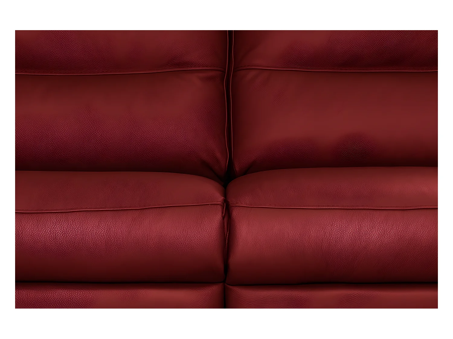 Canapé 3 places en 100% tout cuir épais italien vachette HAMBOURG, couleur rouge foncé