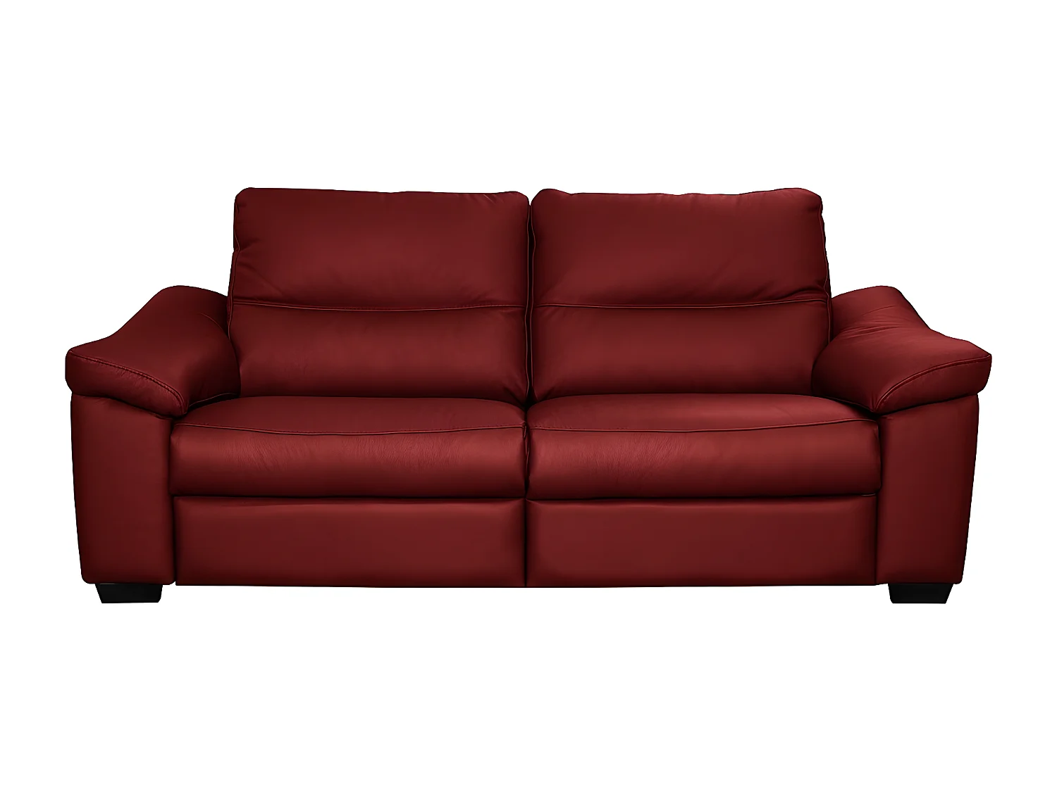Canapé 3 places en 100% tout cuir épais italien vachette HAMBOURG, couleur rouge foncé
