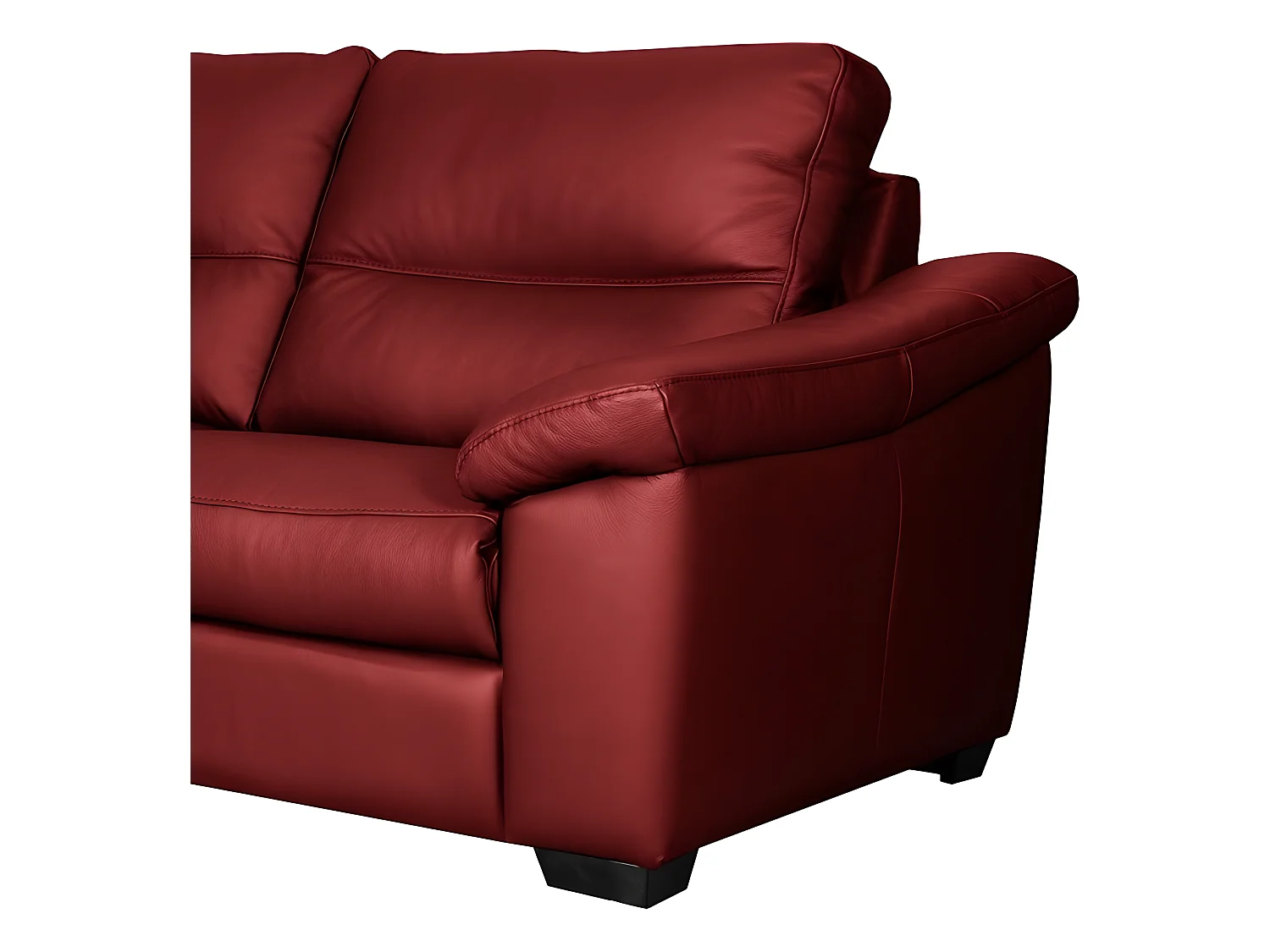 Canapé 2 places en 100% tout cuir épais italien vachette HAMBOURG, couleur rouge foncé