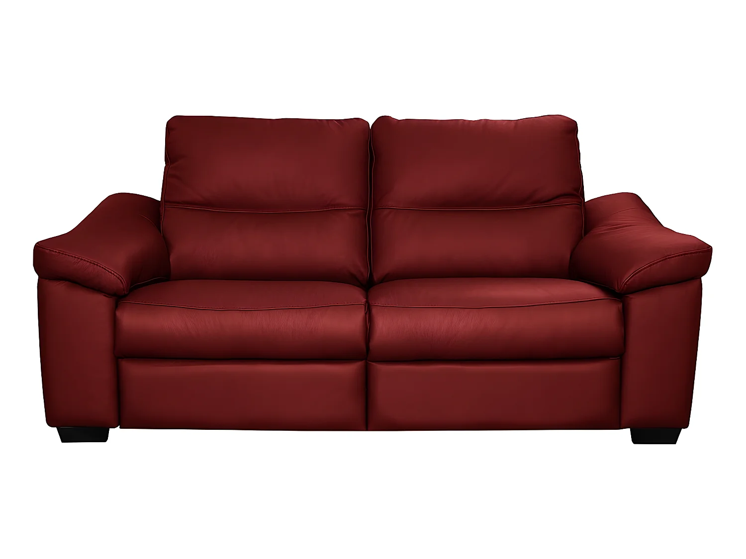 Canapé 2 places en 100% tout cuir épais italien vachette HAMBOURG, couleur rouge foncé