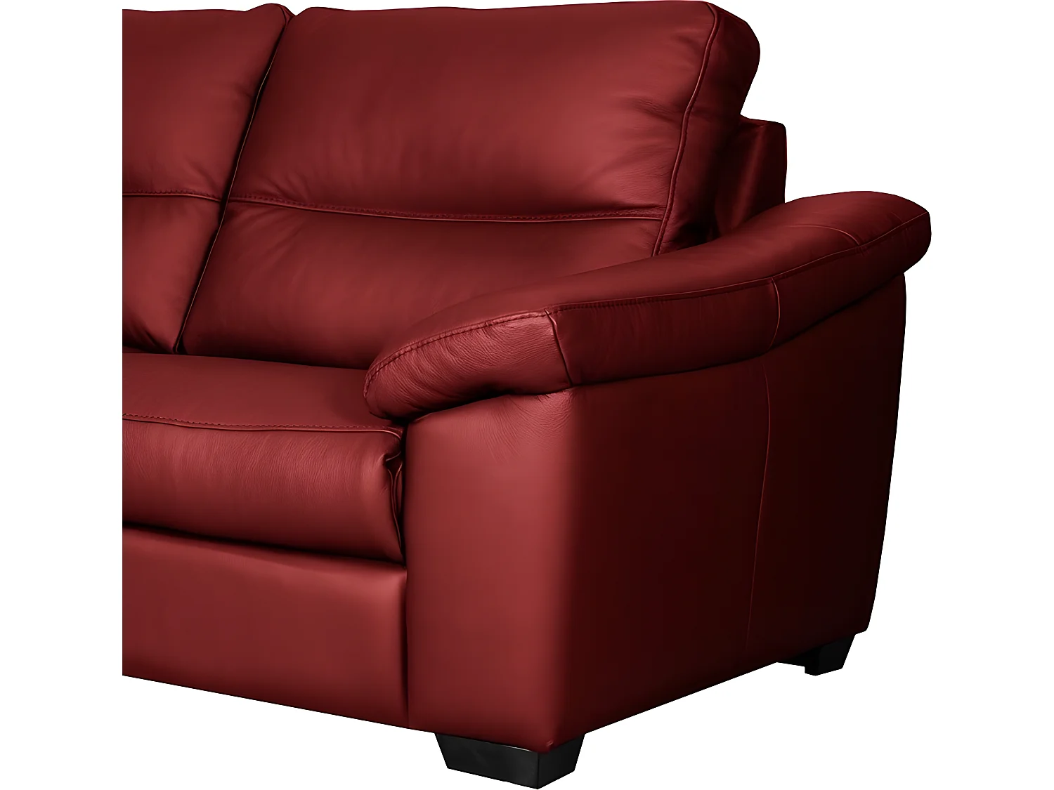 Canapé 2 places en 100% tout cuir épais italien vachette HAMBOURG, couleur rouge foncé