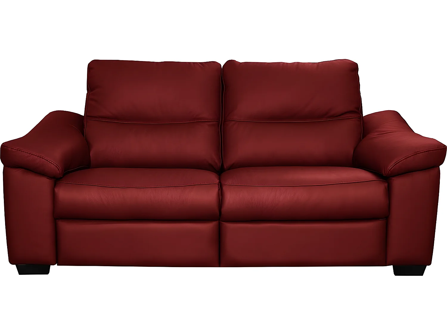 Canapé 2 places en 100% tout cuir épais italien vachette HAMBOURG, couleur rouge foncé