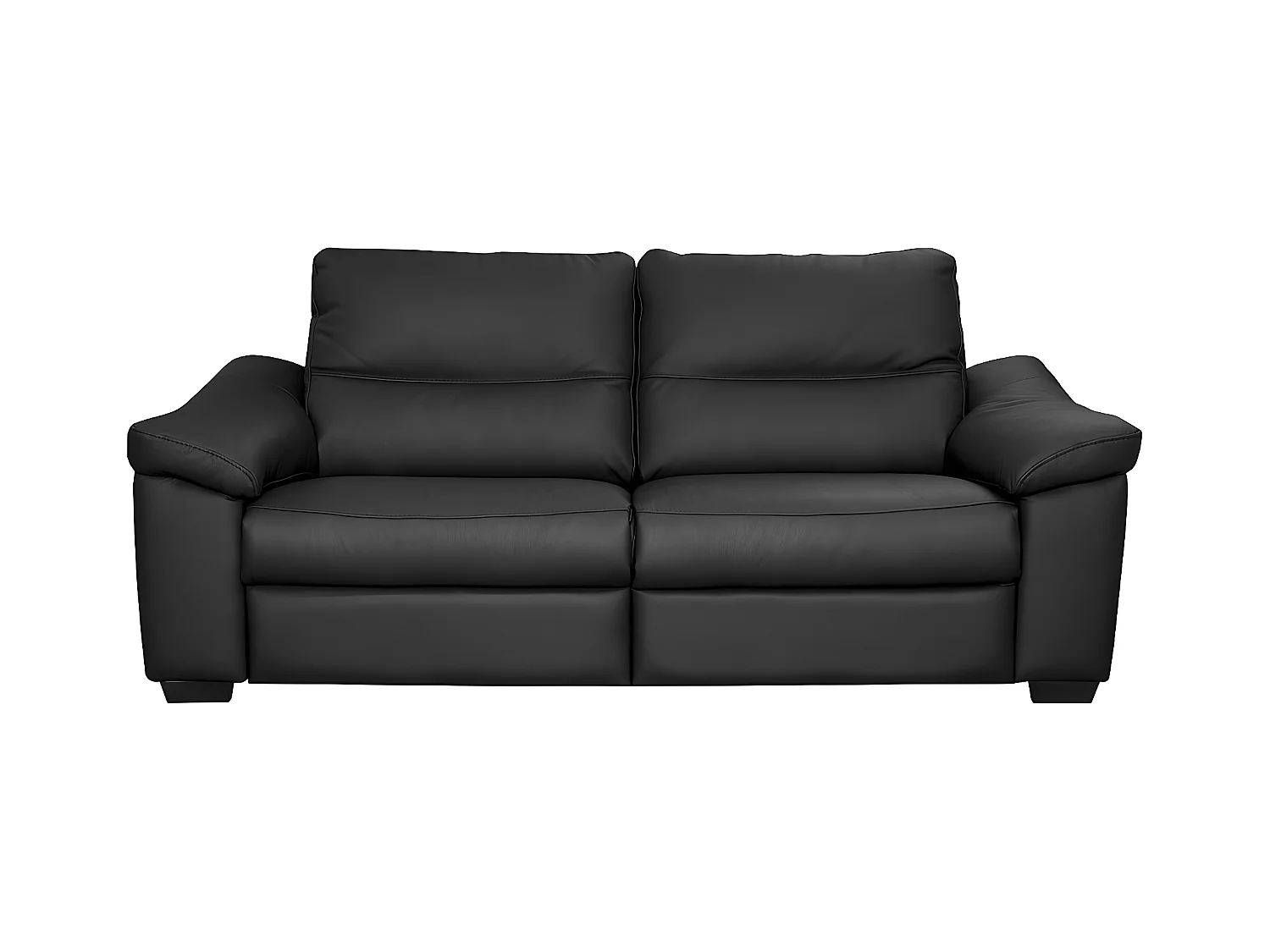 Canapé 3 places en 100% tout cuir épais italien vachette HAMBOURG, couleur noir