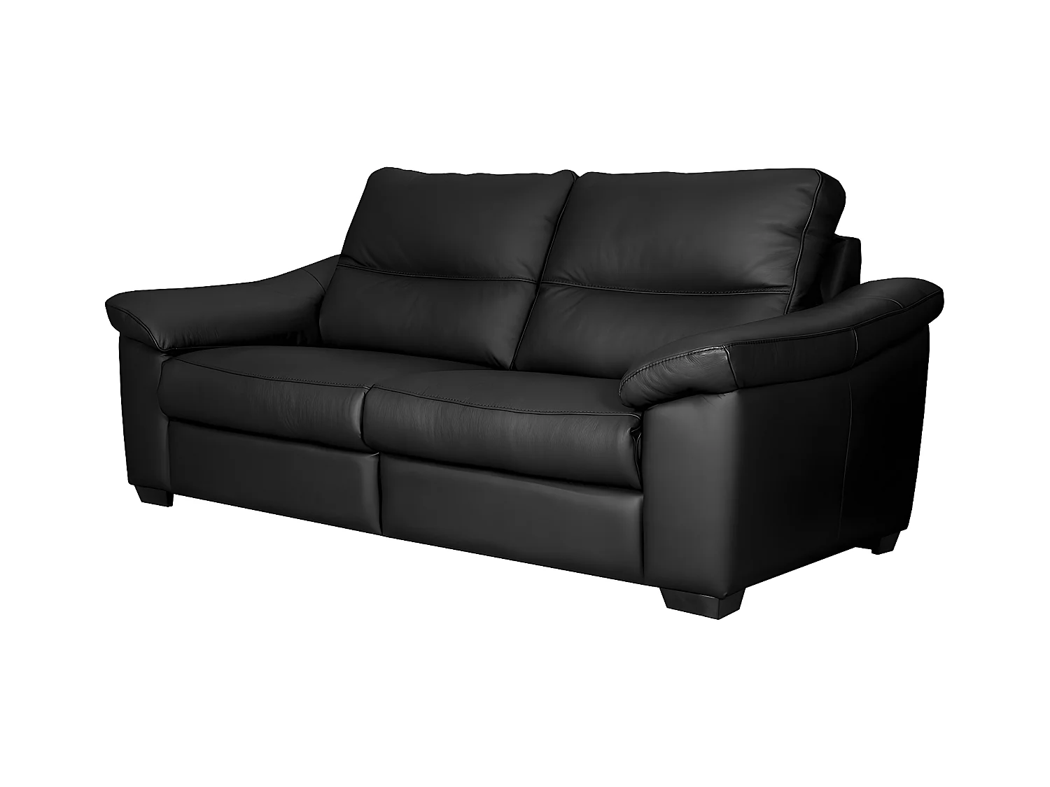 Canapé 3 places en 100% tout cuir épais italien vachette HAMBOURG, couleur noir