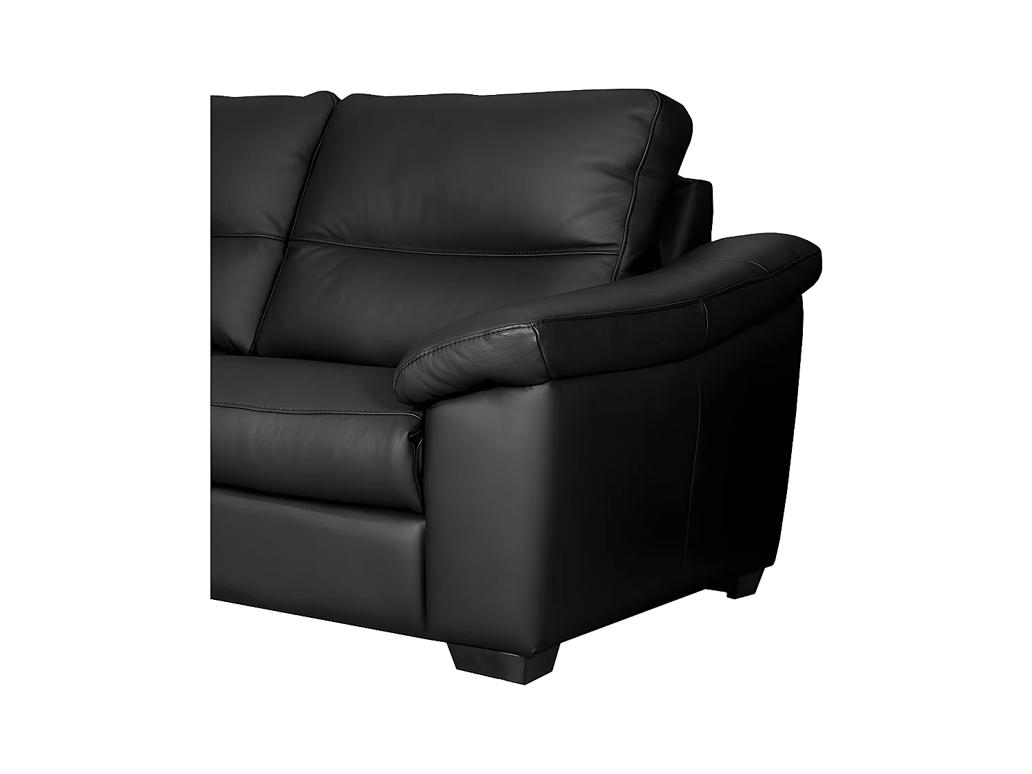 Canapé 3 places en 100% tout cuir épais italien vachette HAMBOURG, couleur noir