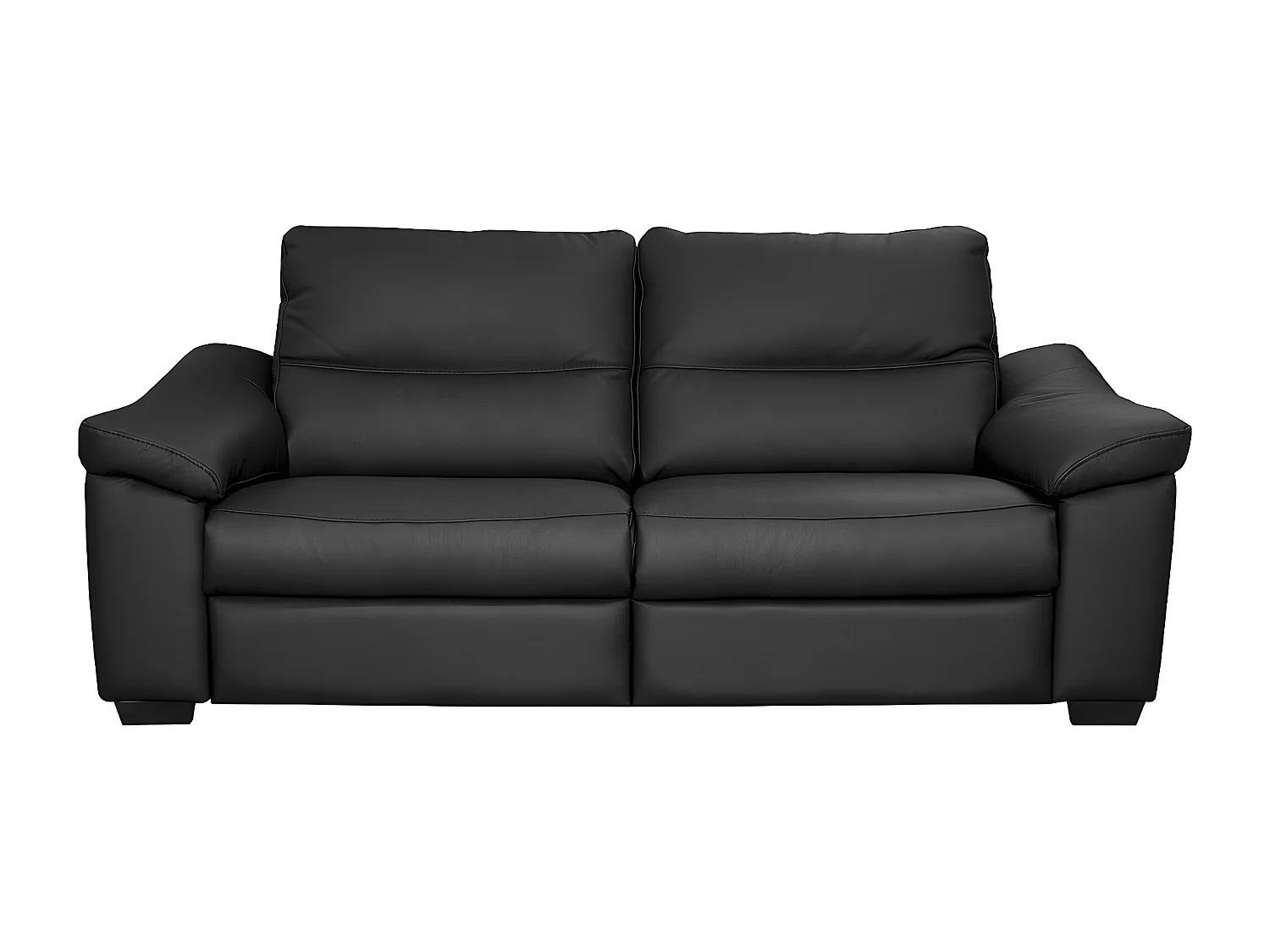 Canapé 3 places en 100% tout cuir épais italien vachette HAMBOURG, couleur noir