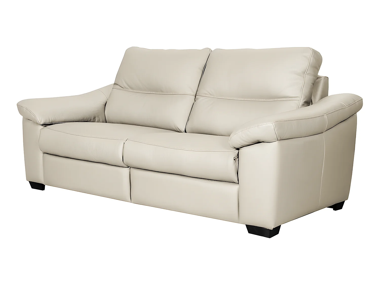 Canapé 2 places en 100% tout cuir épais italien vachette HAMBOURG, couleur ivoire