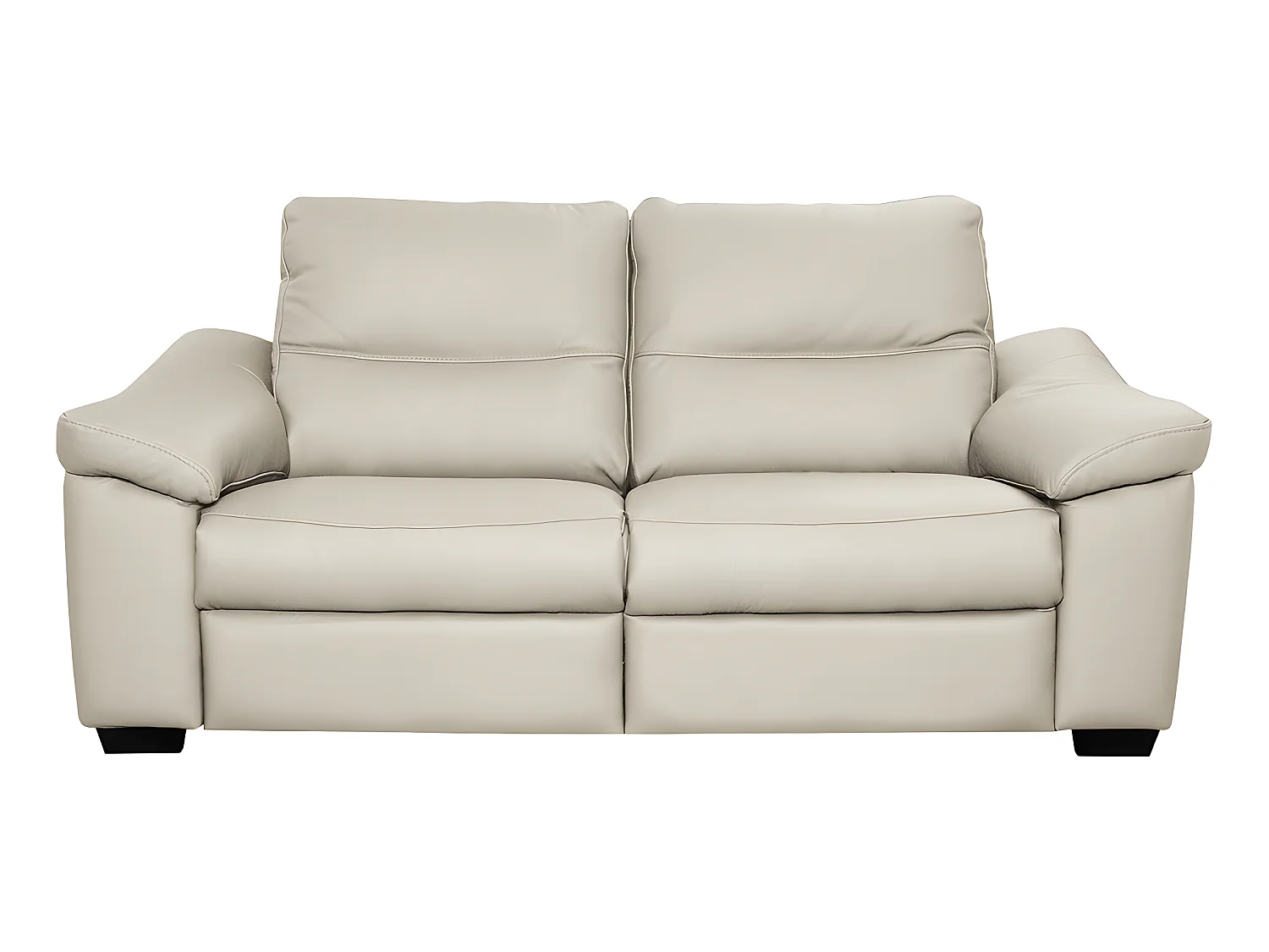 Canapé 2 places en 100% tout cuir épais italien vachette HAMBOURG, couleur ivoire