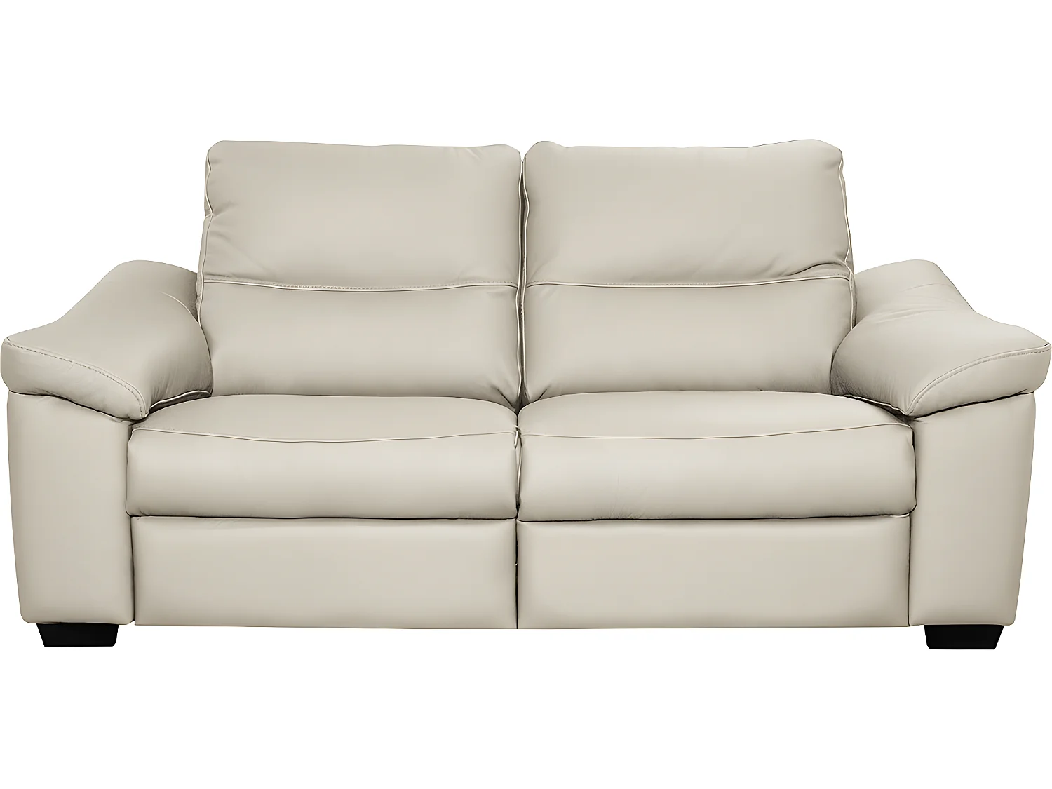 Canapé 2 places en 100% tout cuir épais italien vachette HAMBOURG, couleur ivoire