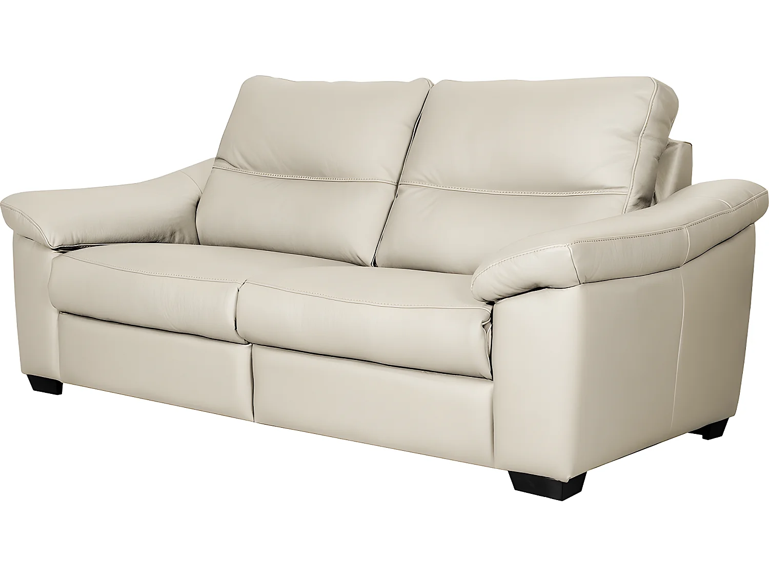 Canapé 2 places en 100% tout cuir épais italien vachette HAMBOURG, couleur ivoire